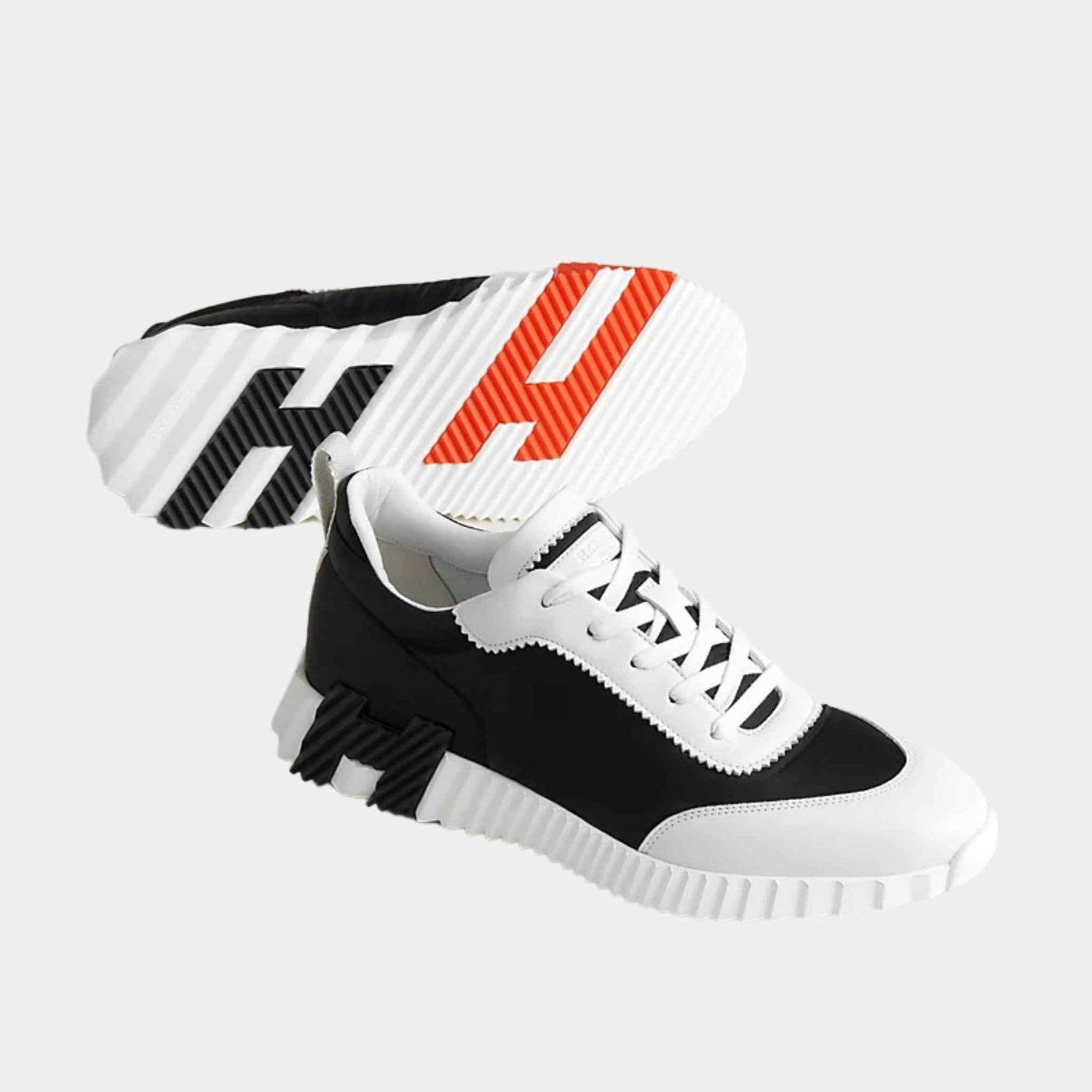 Hermes bouncing Sneakers Black And White, Sole And Side Profile