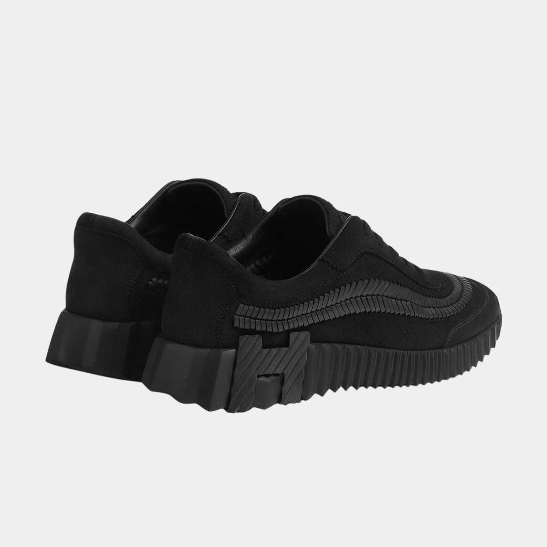 Hermes Bouncing Sneakers Suede and Herringbone Braided Calfskin, Noir, Back