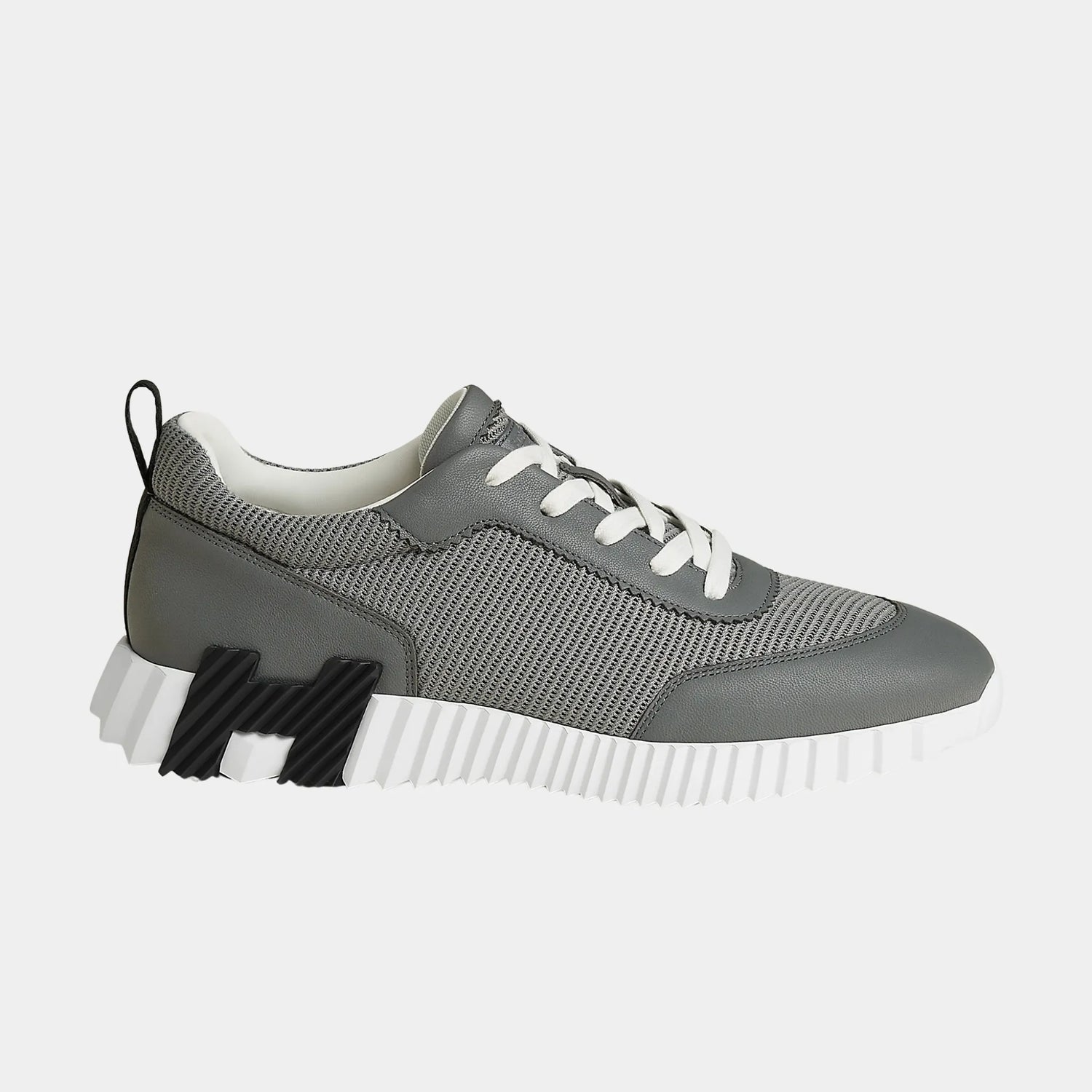 Hermes Bouncing Sneakers in Technical Mesh and Sporty Goatskin, Gris Osmium, Side