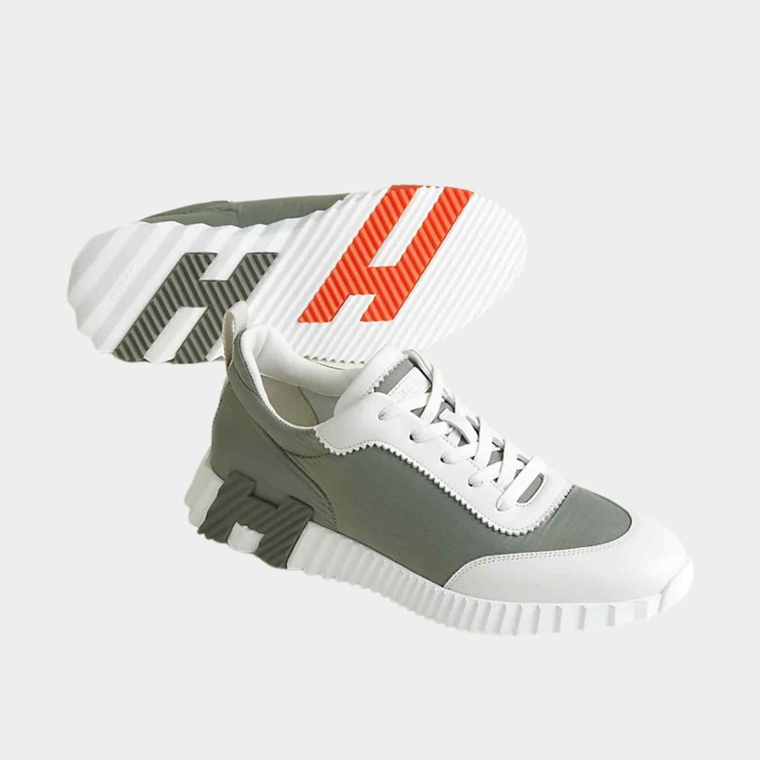 Hermes bouncing Sneakers Tow White, Sole And Side Profile