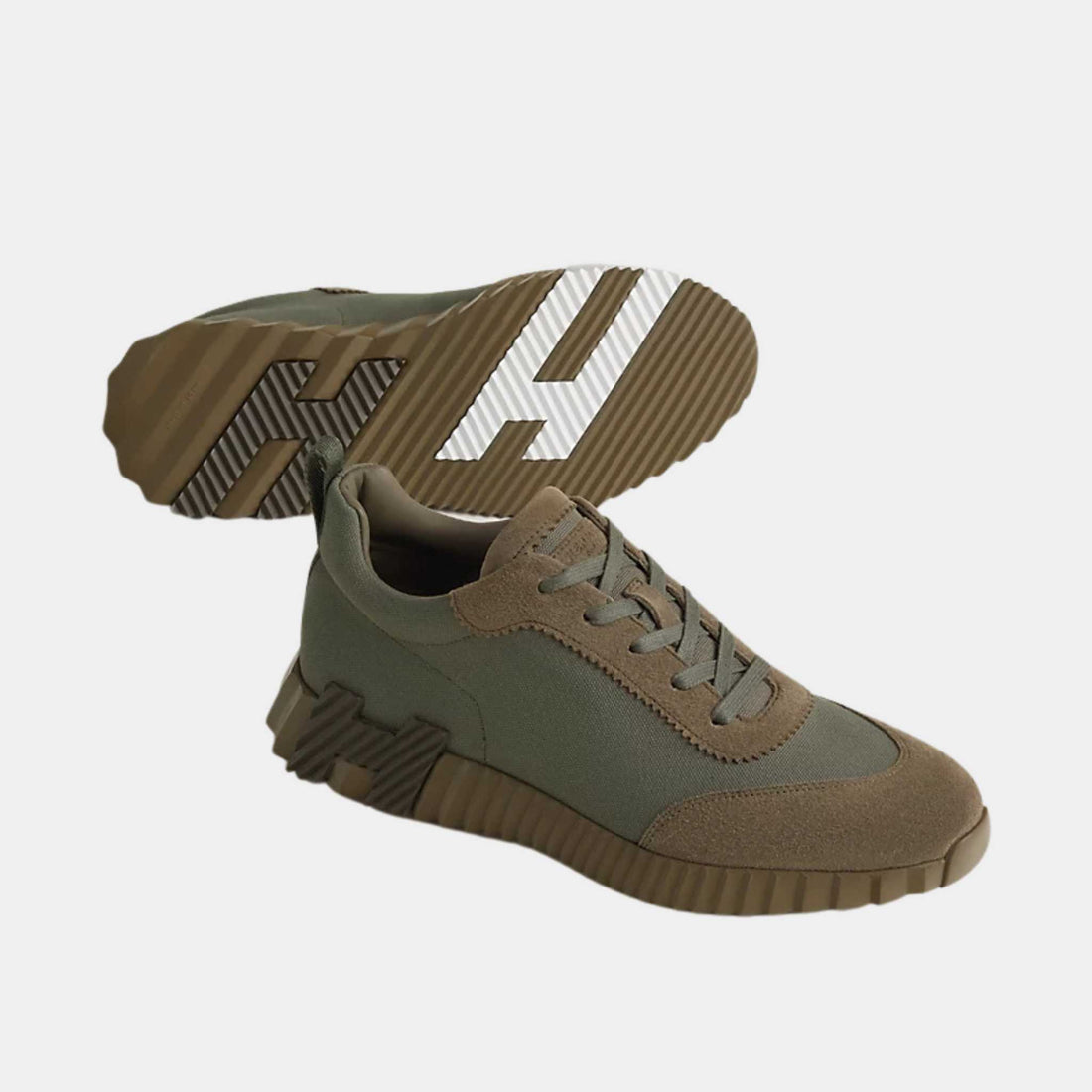 Hermes bouncing Sneakers Tundra Green, Sole And Side Profile