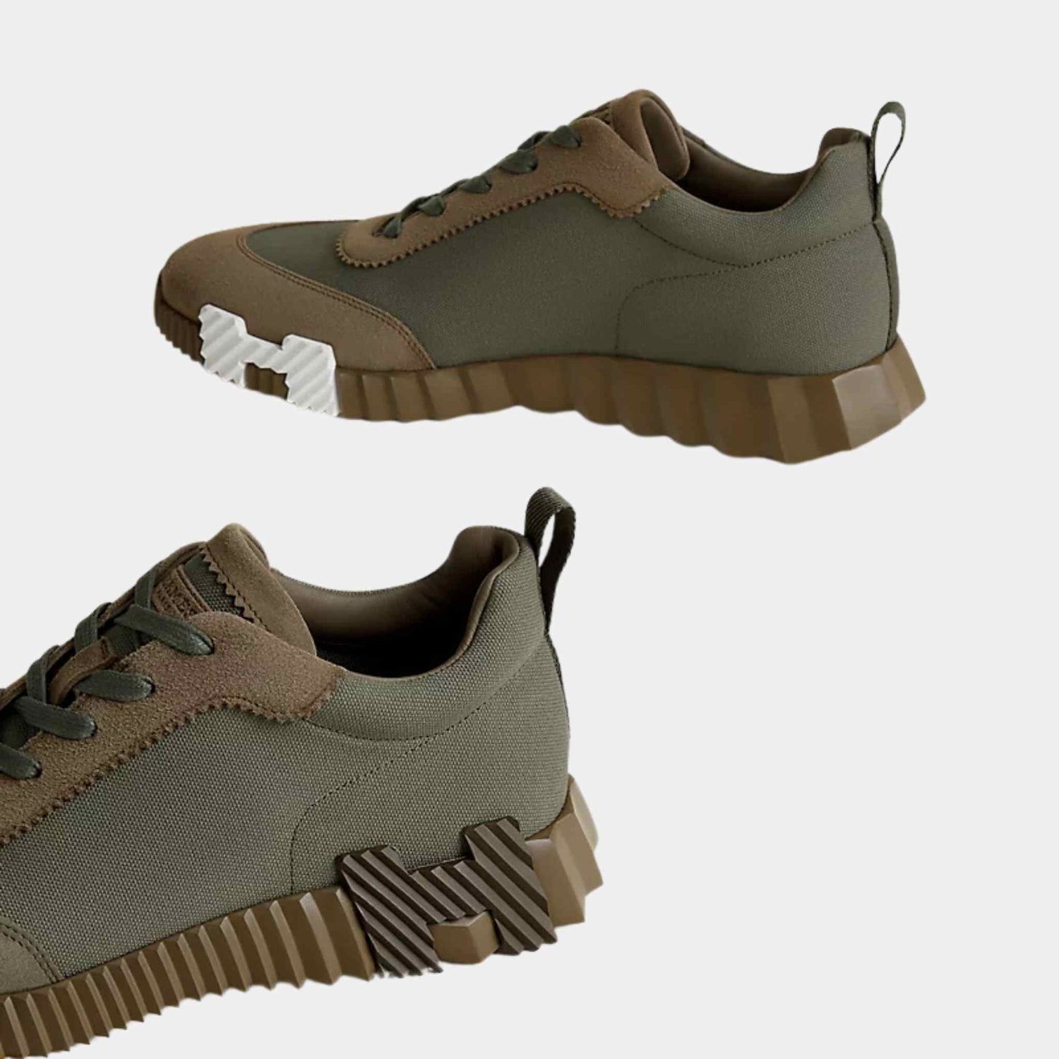 Hermes bouncing Sneakers Tundra Green, Side Closeup