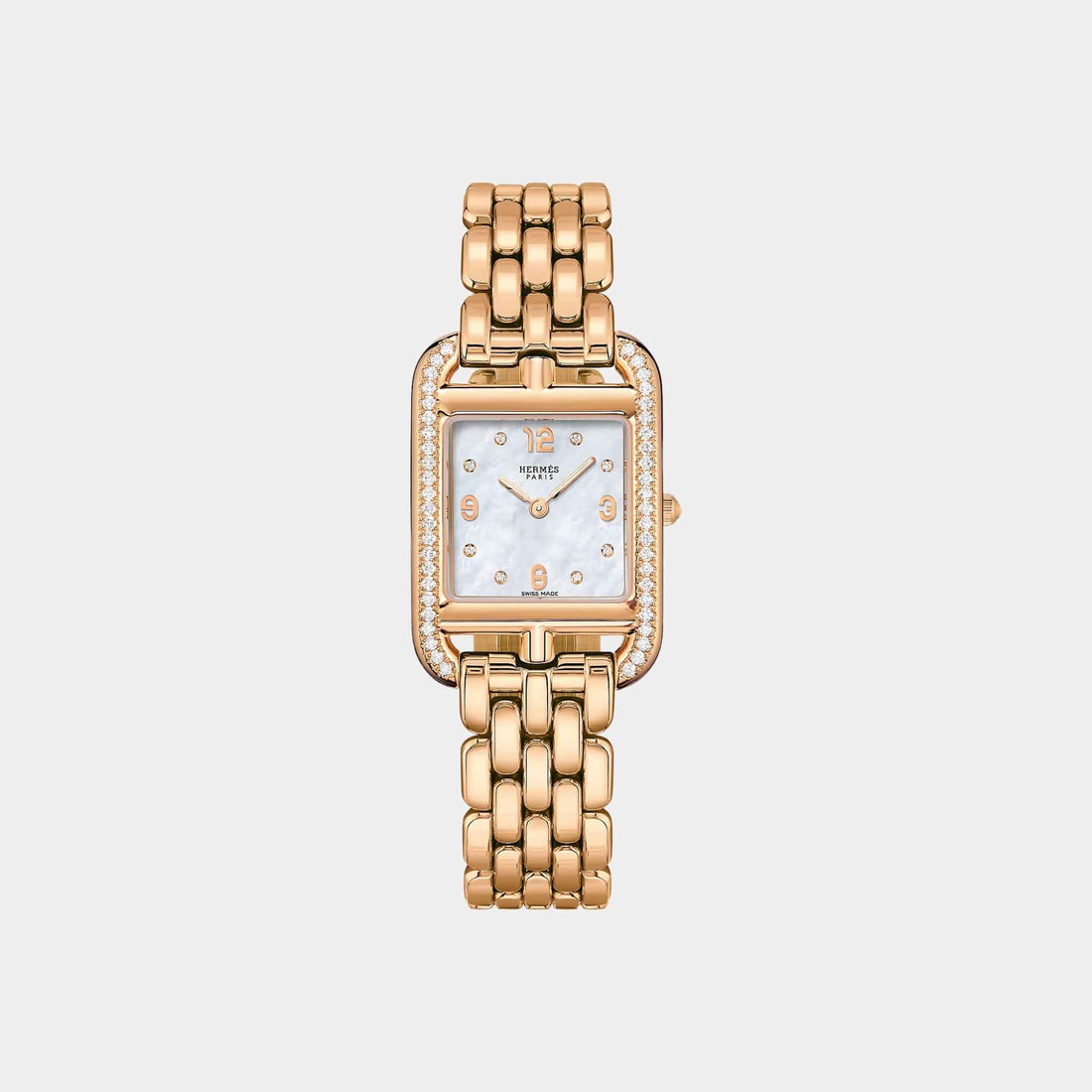 Hermes Cape Cod 31 mm Set-In Rose Gold With Rose Gold Bracelet, Front
