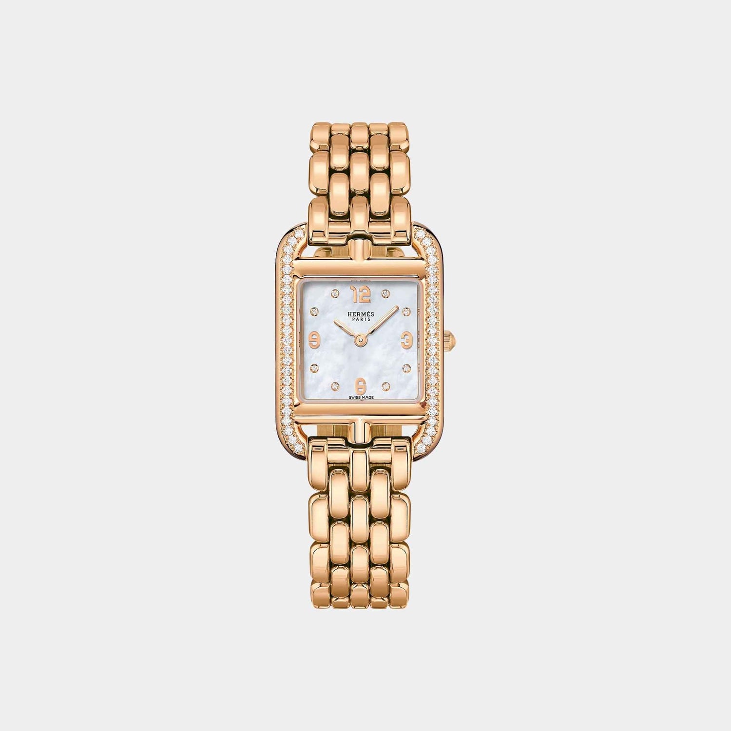 Hermes Cape Cod 31 mm Set-In Rose Gold With Rose Gold Bracelet, Front