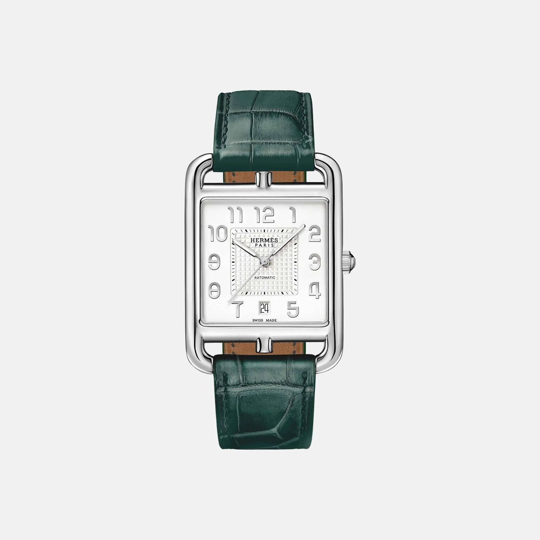 Hermes Cape Cod Watch 41mm Cypress Green Alligator Opaline Dial