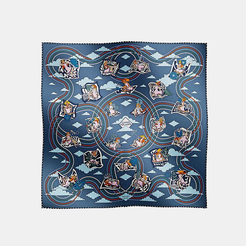 Hermes Carres Volants scarf 45, Marine, Front