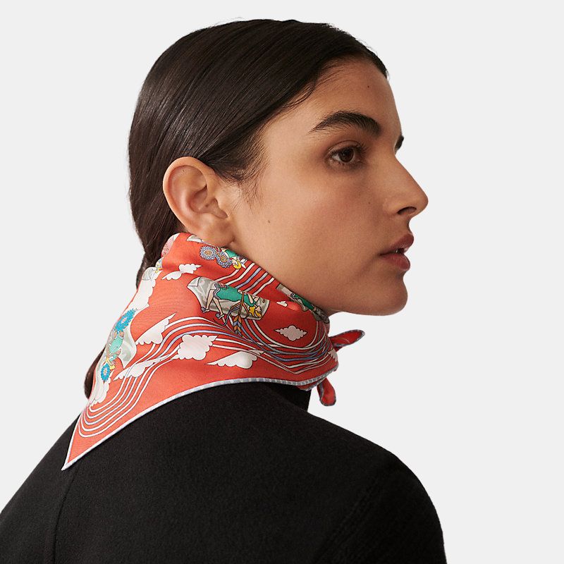 Hermes Carres Volants scarf 45, Rouge H, Model