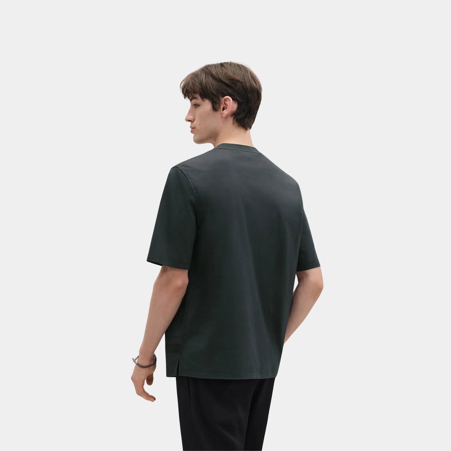 Hermes Cavalcadour Griffonne Embroidered T-Shirt, Ardoise, Back