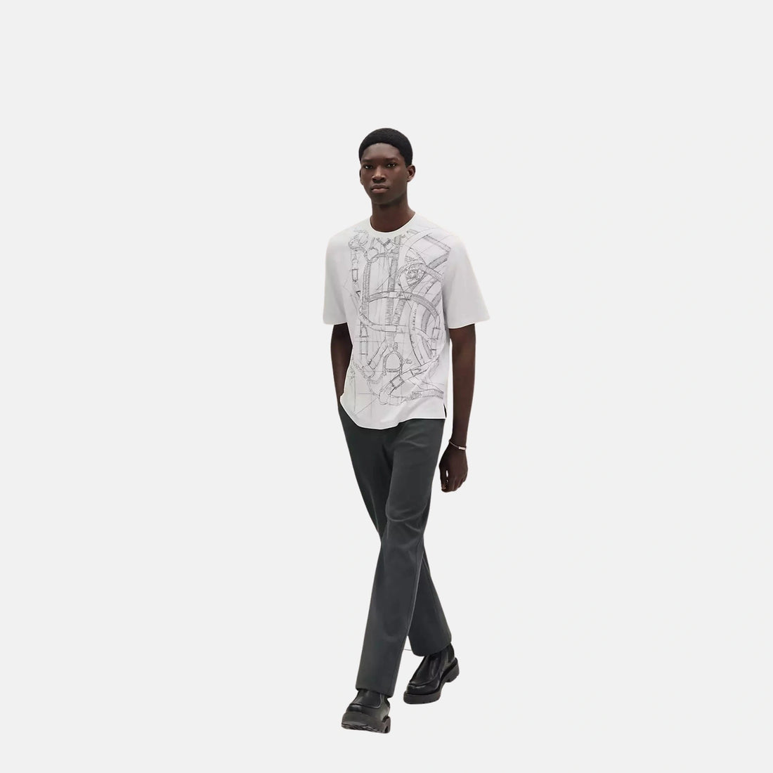 Hermes Cavalcadour Griffonne Embroidered T-Shirt, Front