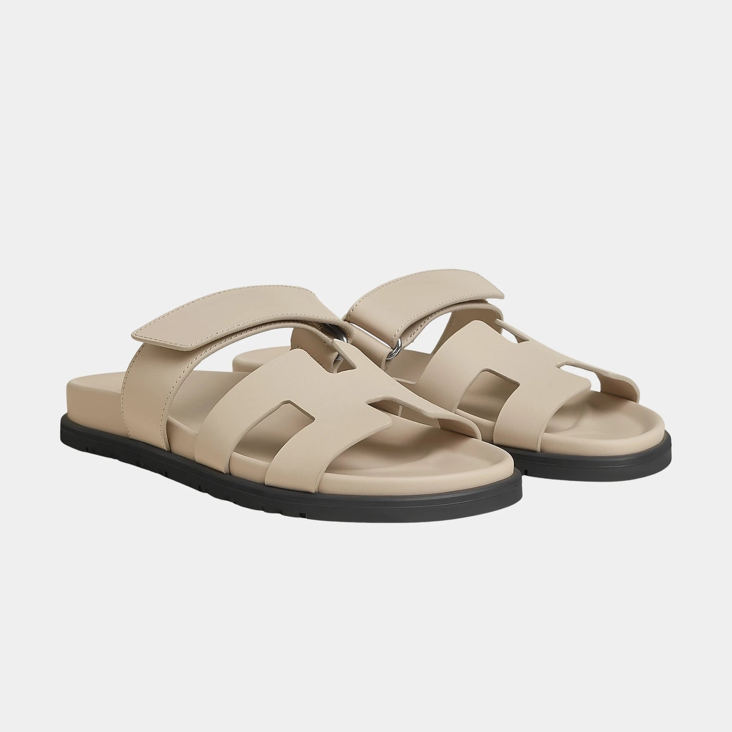 Hermes Chypre Sandal Calfskin Women, Beige Nomade, Front