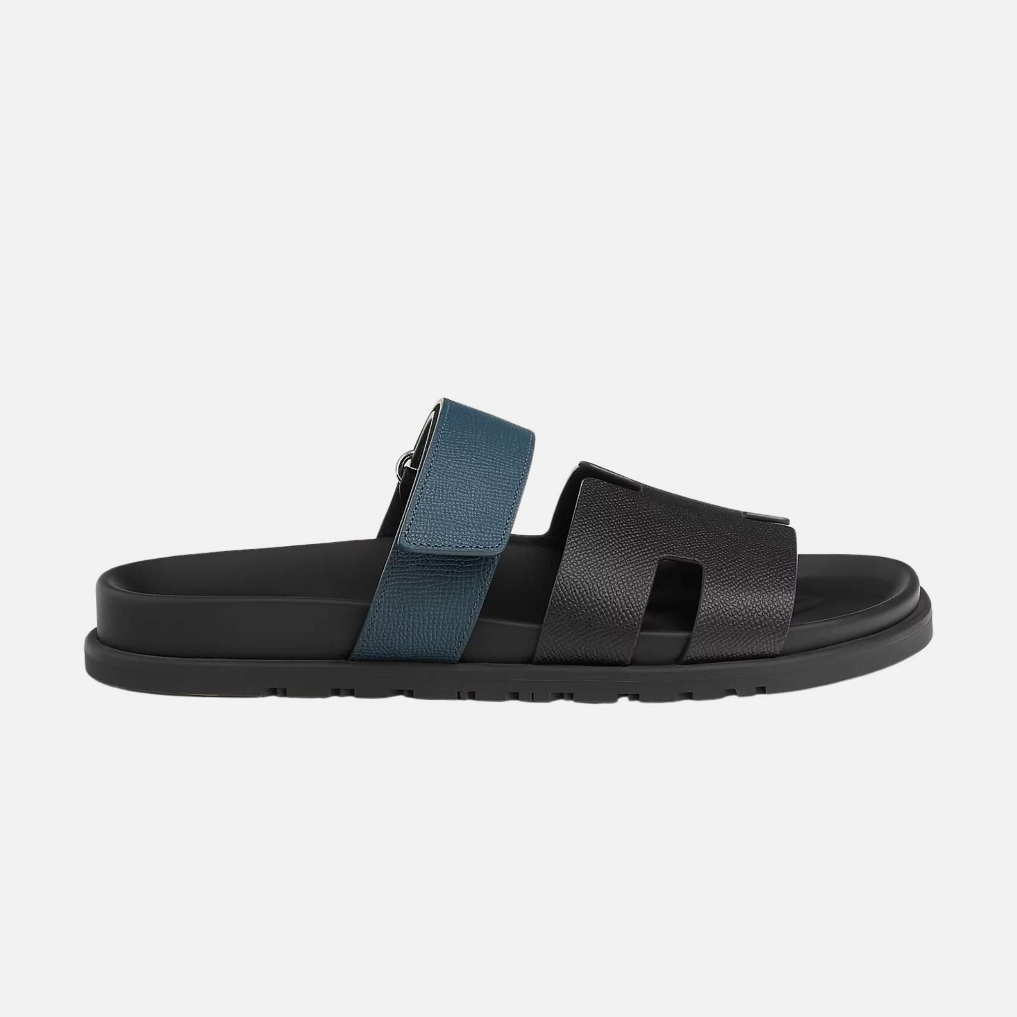 Hermes Chypre Sandal Epsom Black Bleu Men, Side