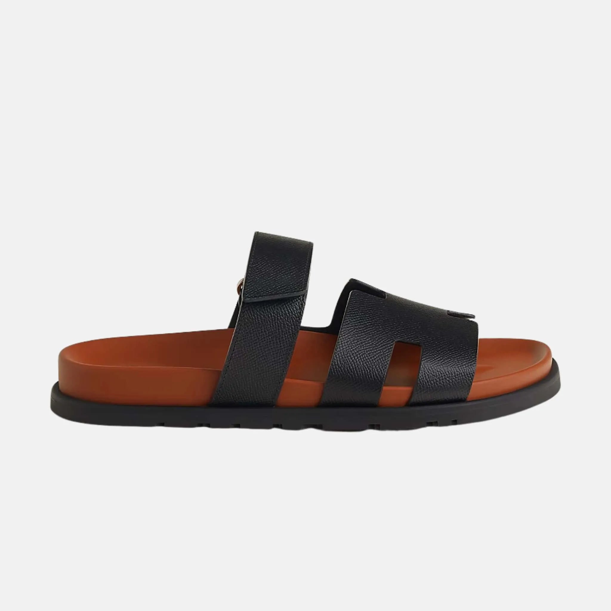 Hermes Chypre Sandal Epsom Men, Noir, Naturel, Side