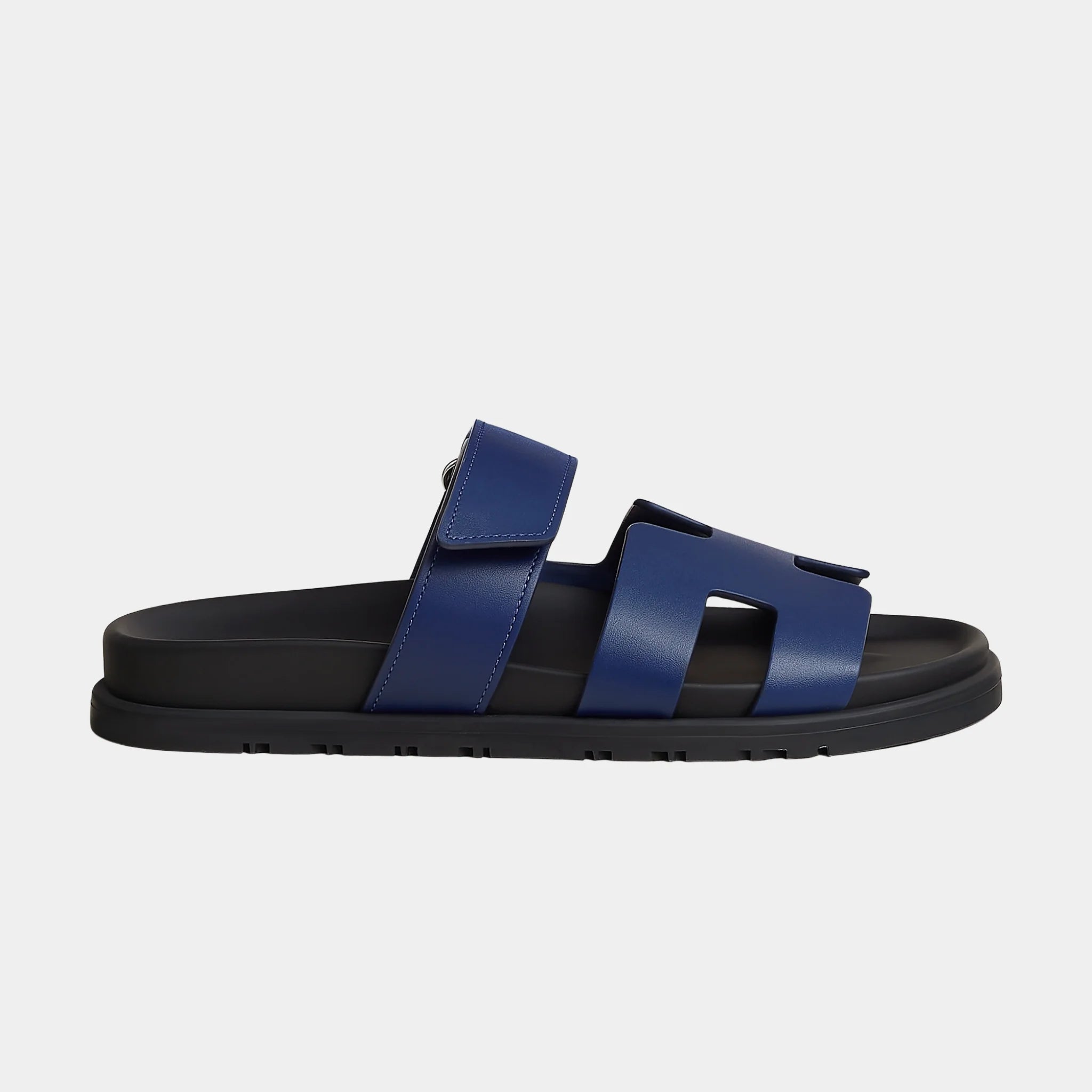 Hermes Chypre Sandal in Calfskin Women, Bleu Abysse, Side