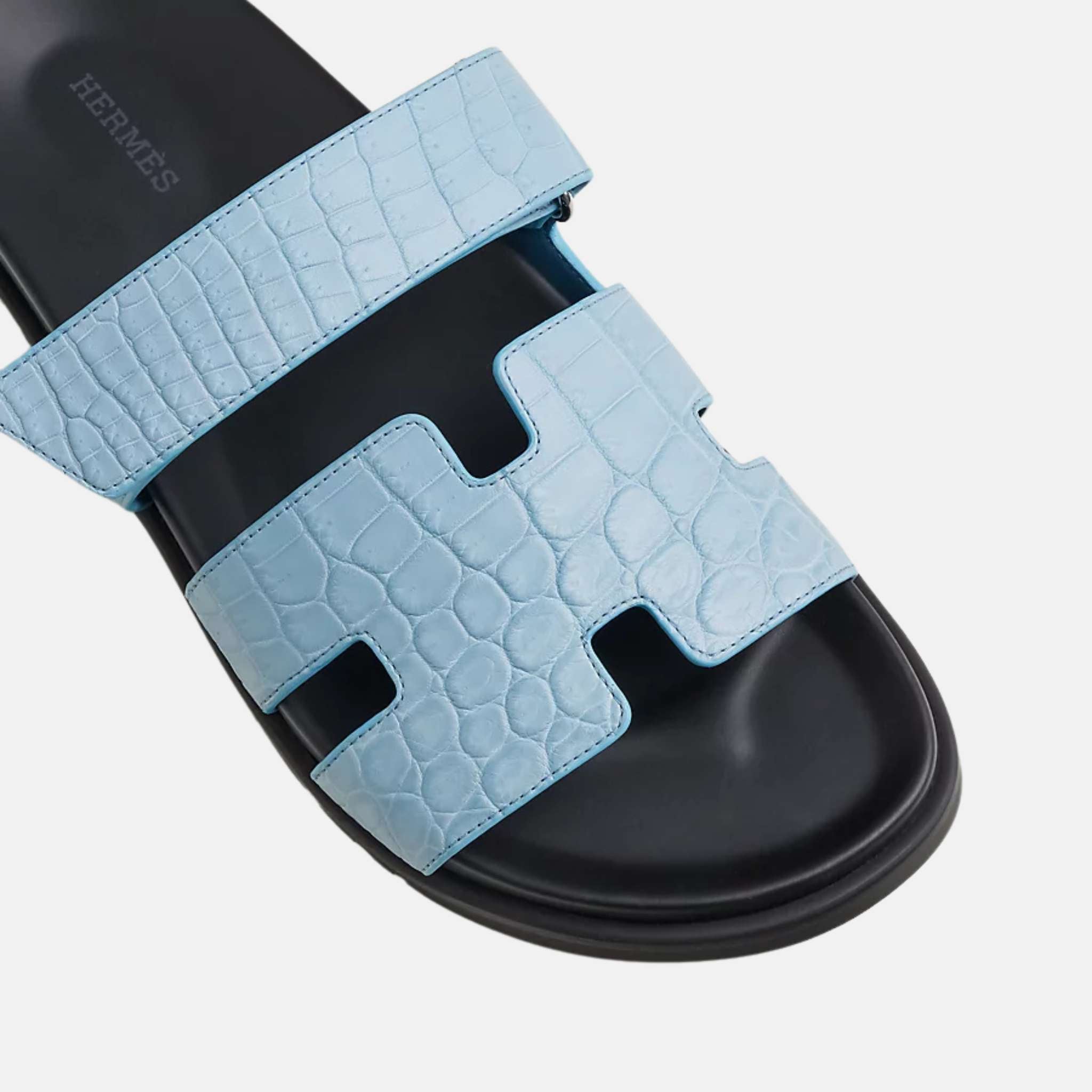 Hermes Chypre Sandal Matte Mississippiensis Alligator, Bleu Cameo, Top