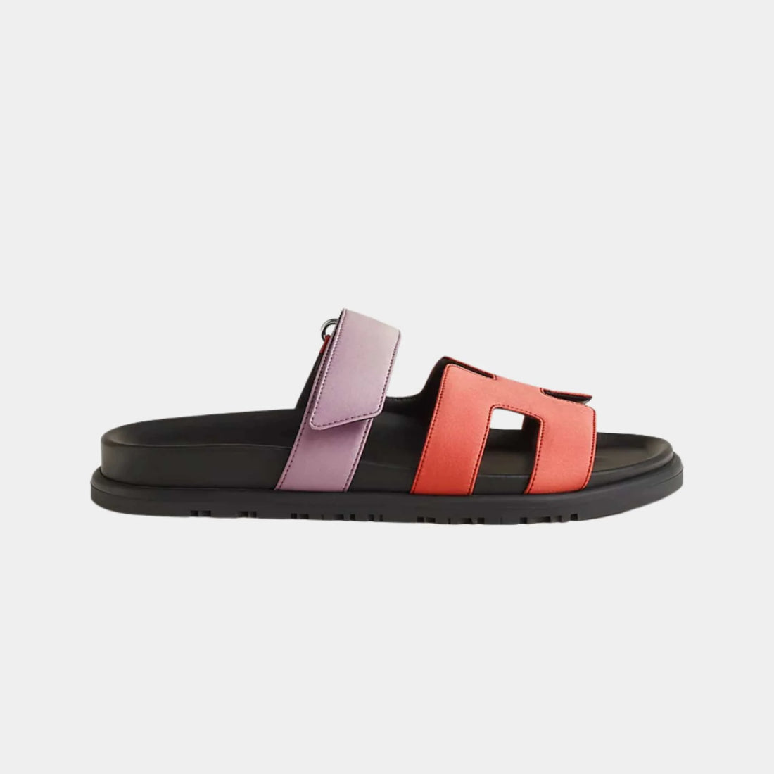 Hermes Chypre Sandal Satin Crepe Women, Rose Peche, Violet Petale, Side