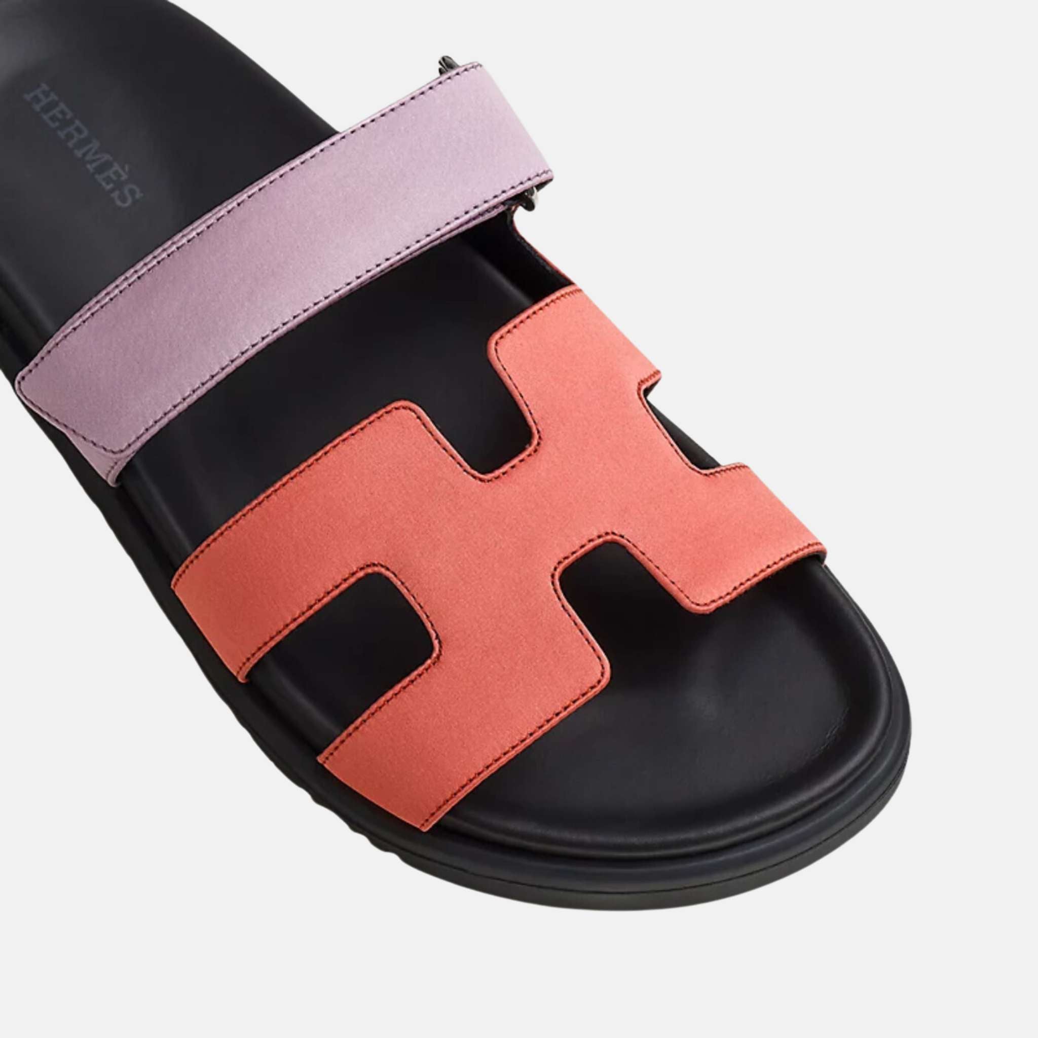 Hermes Chypre Sandal Satin Crepe , Rose Peche / Violet petale , Top