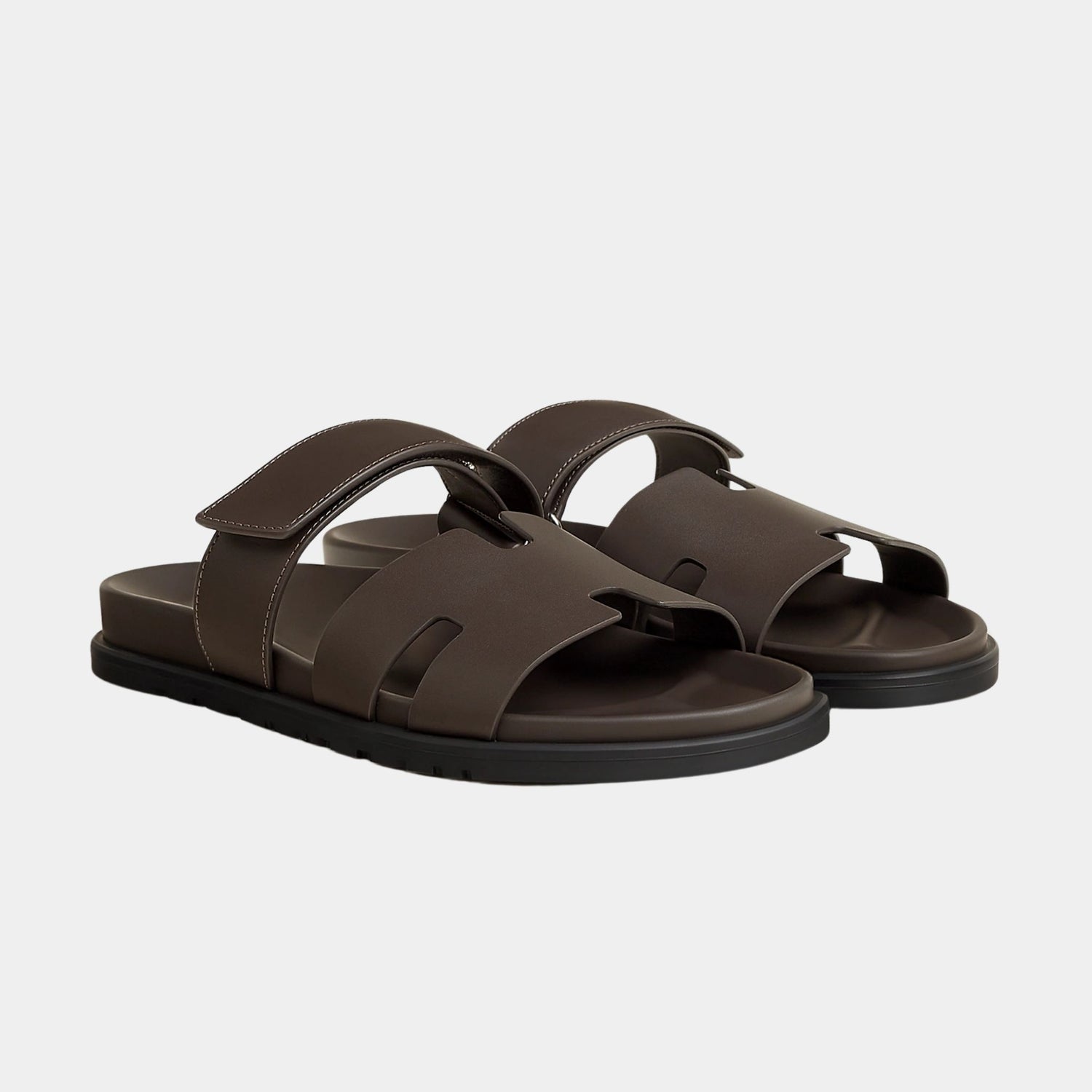 Hermes Chypre Sandals Calfskin, Ecorce, Front