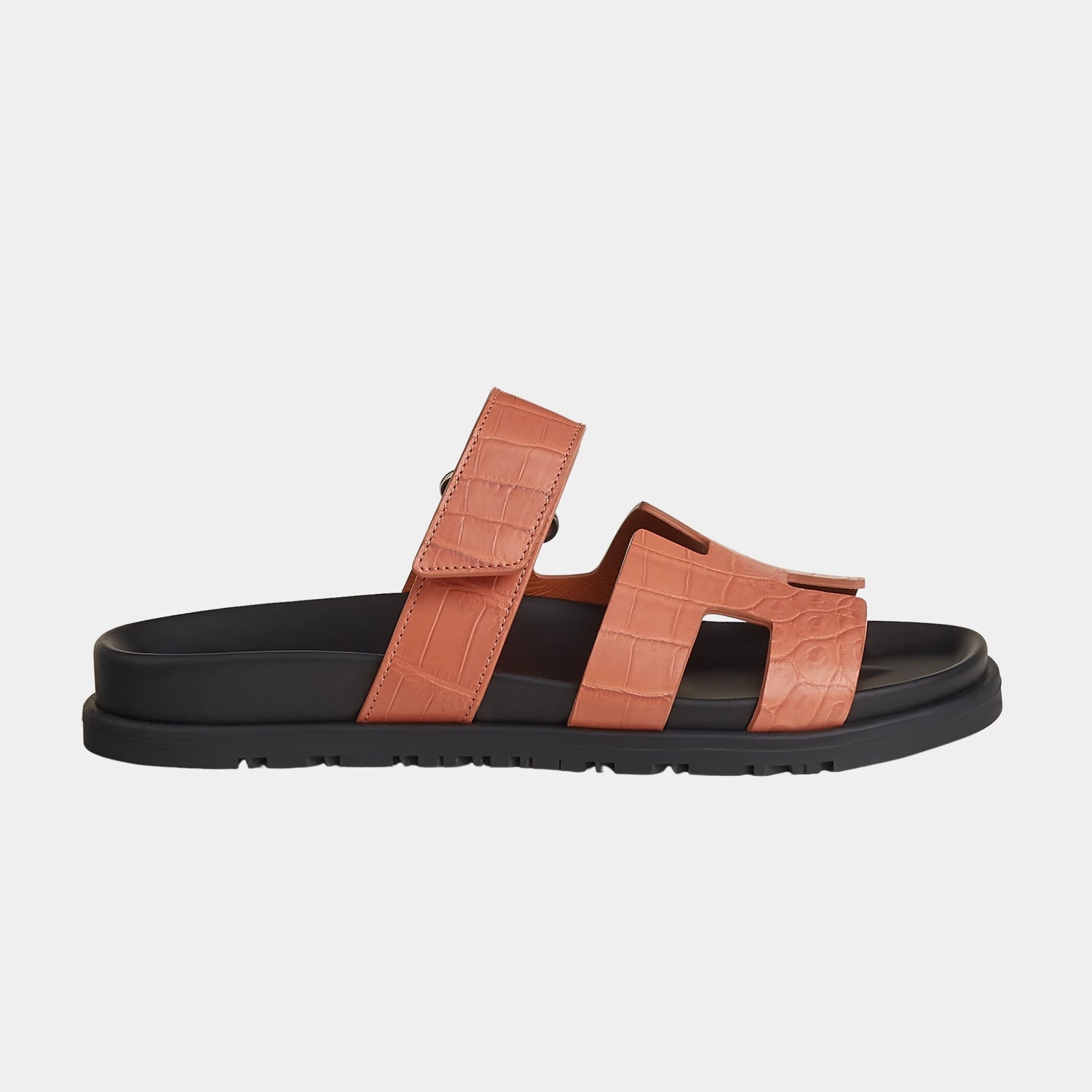 Hermes Chypre Sandals in Matte Alligator Skin, Rose Bois De Santal, Side