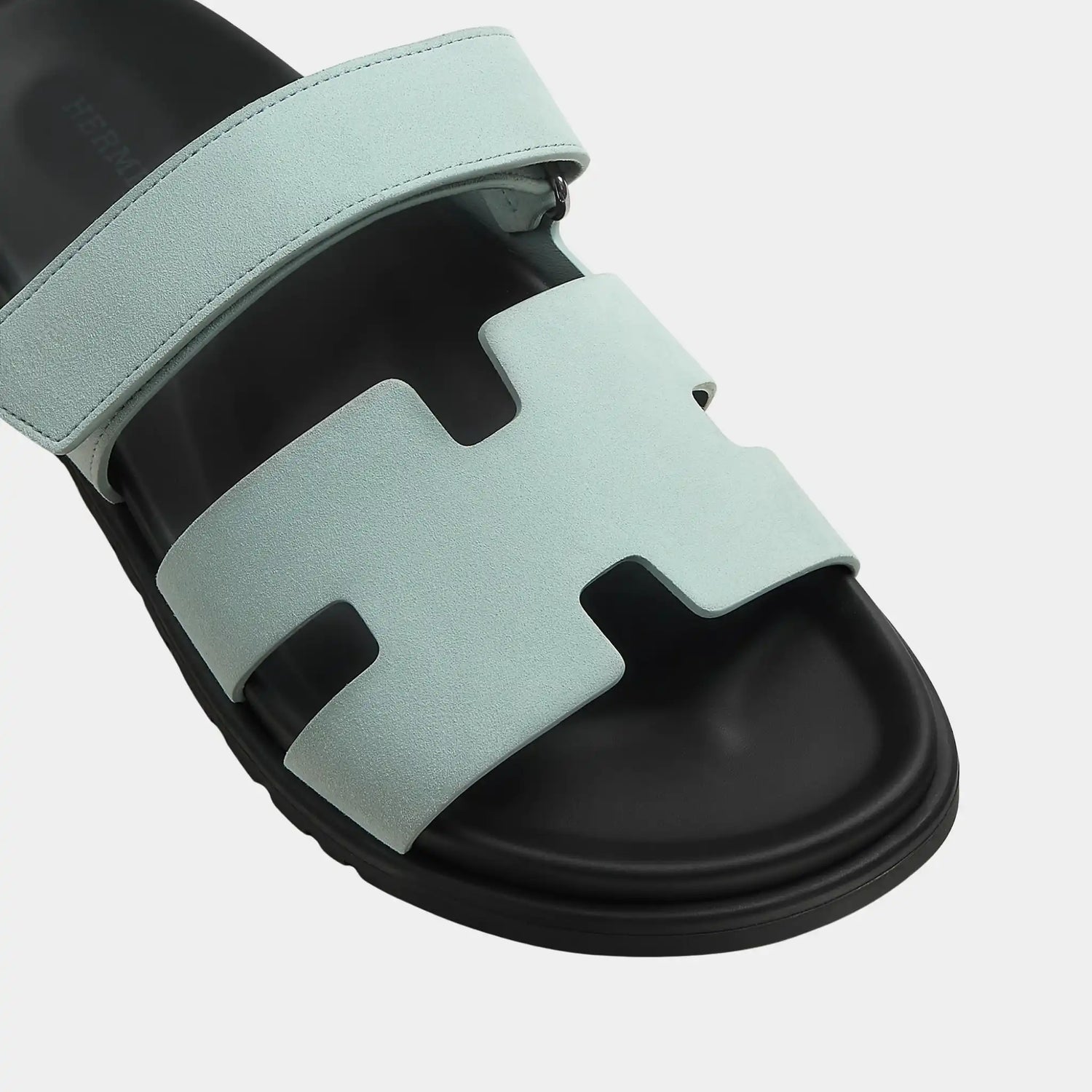 Hermes Chypre Sandals Suede Goatskin Men, Bleu Glacier, Top