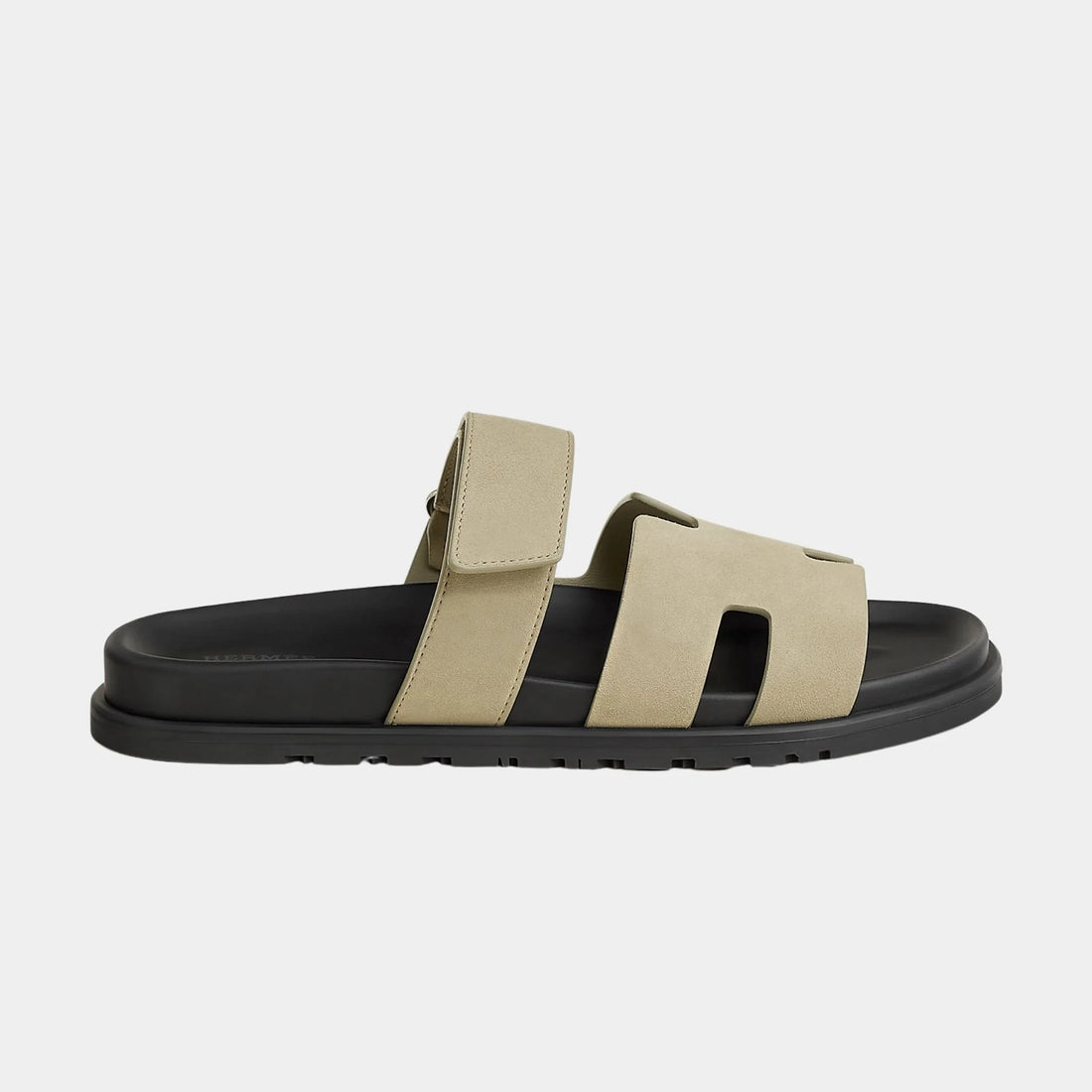 Hermes Chypre Sandals Suede Goatskin Men, Vert Mosaique, Side