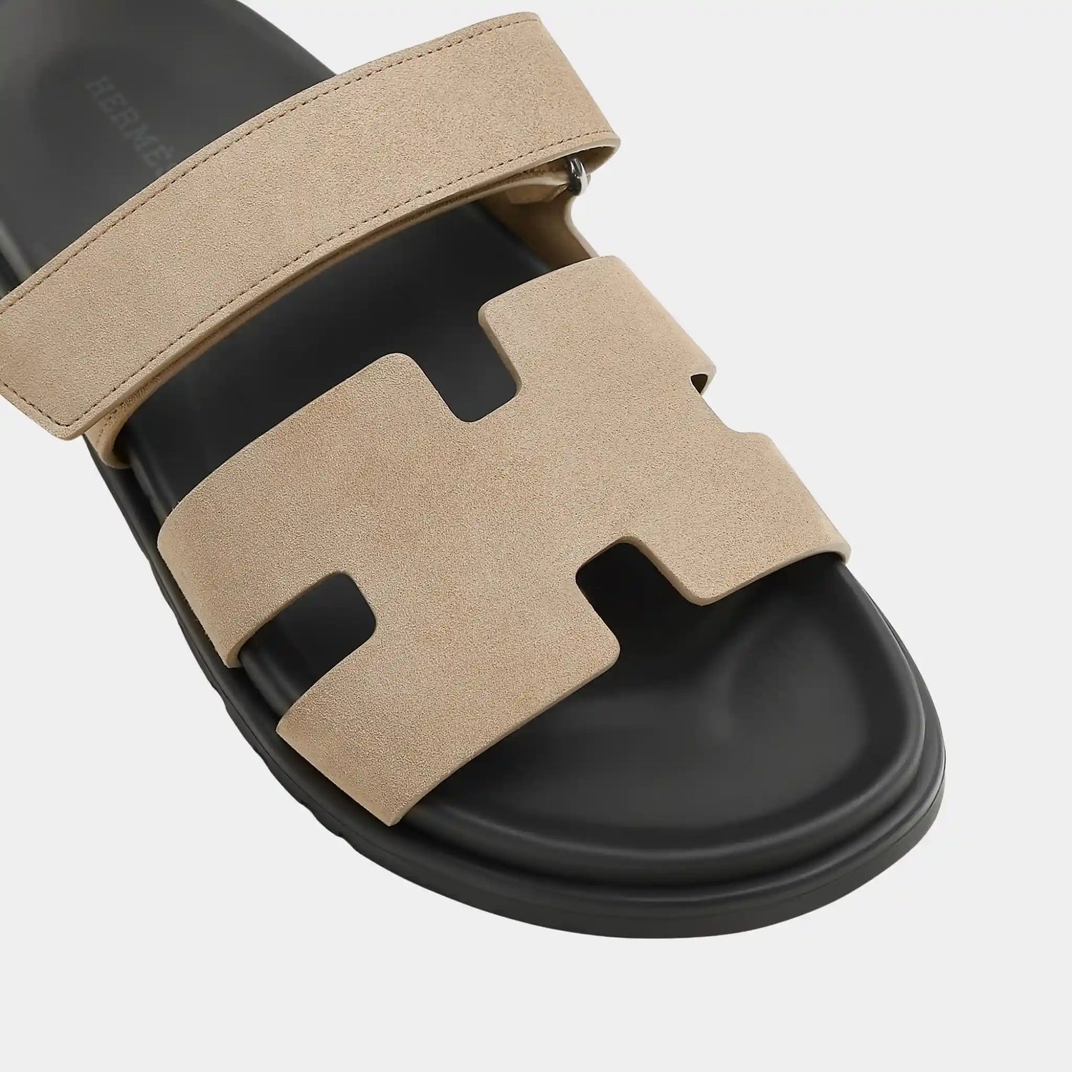 Hermes Chypre Sandals Suede Men, Beige Sable, Top