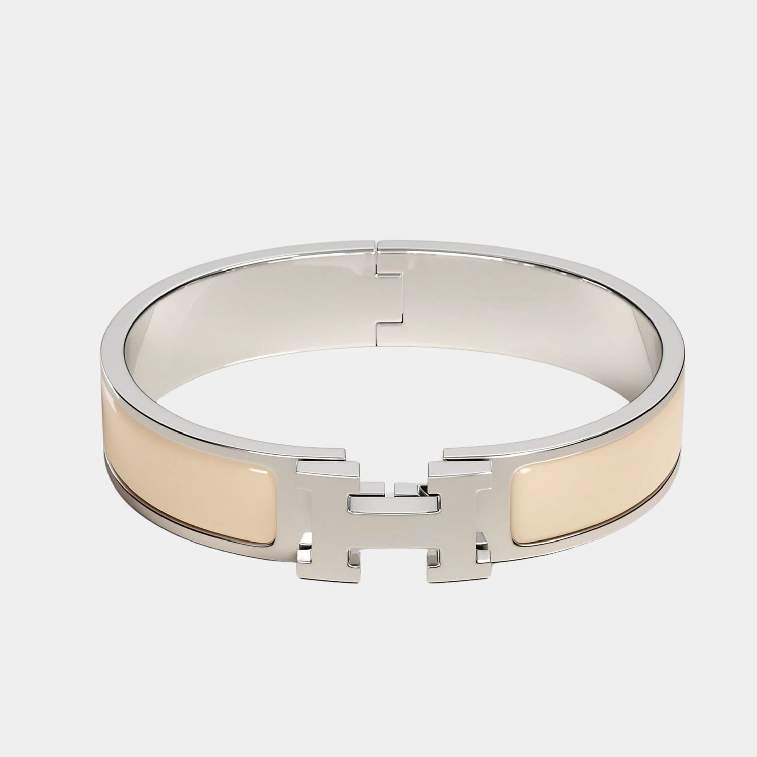 Hermes Clic H Bracelet Palladium Plated, Creme