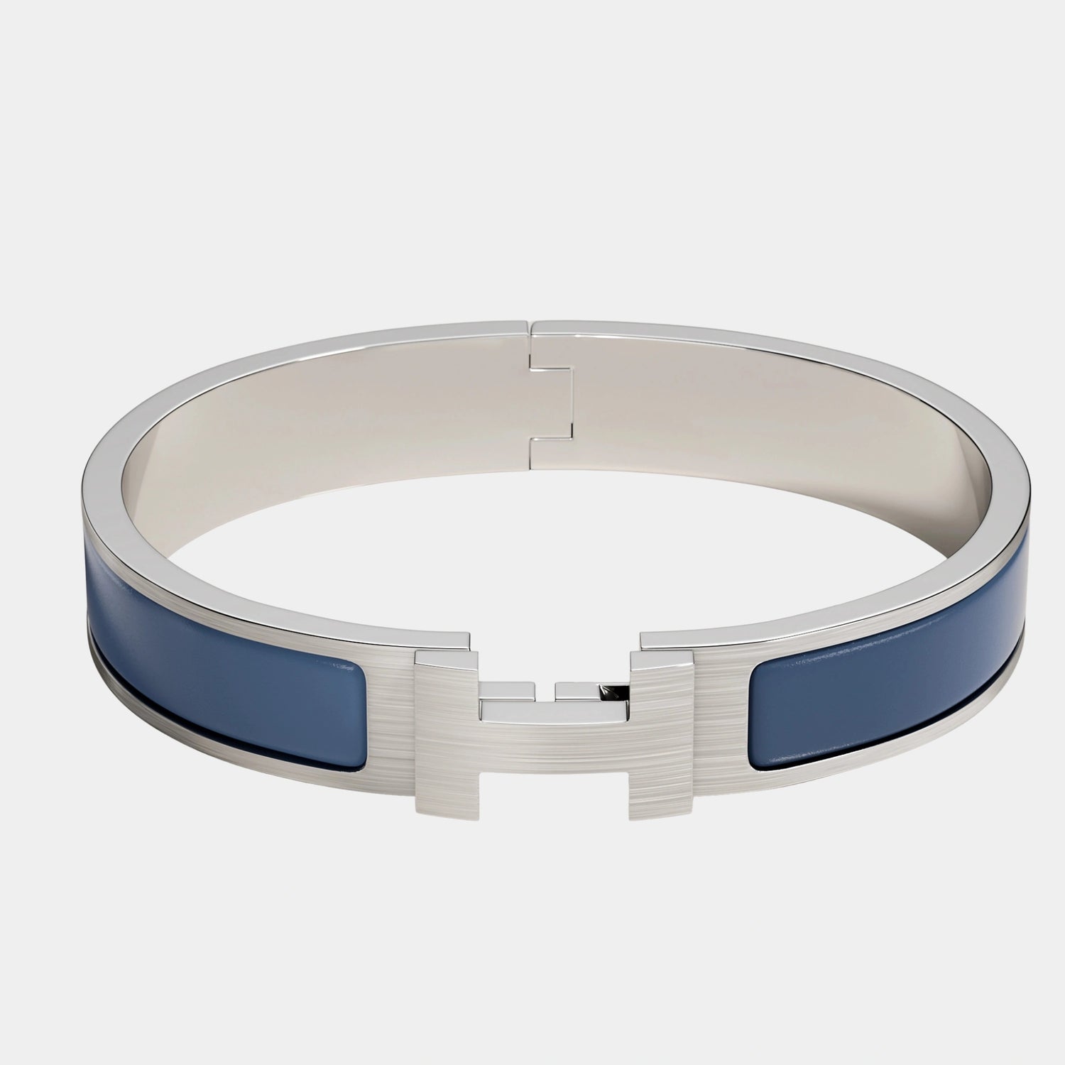 Hermes Clic HH Narrow Bracelet Palladium Plated, Bleu Tempete