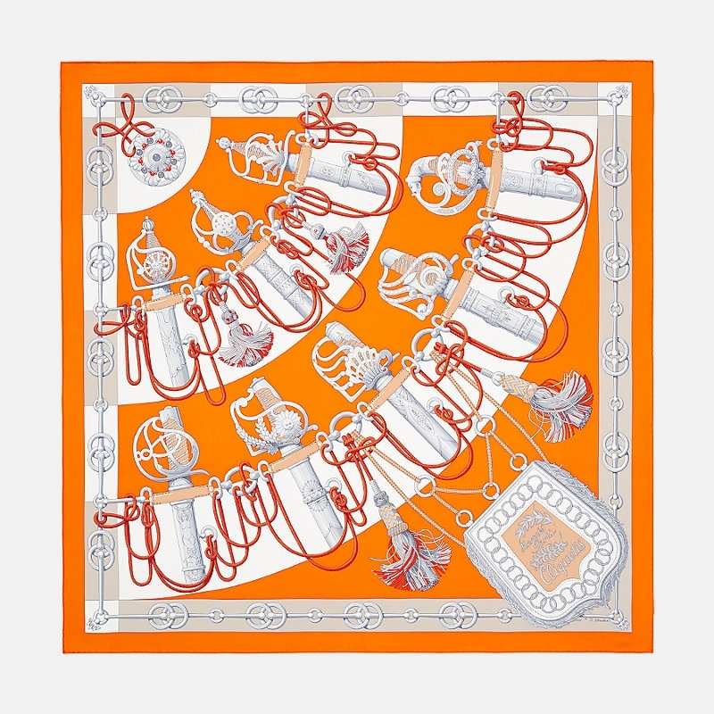 Hermes Cliquetis scarf 90, Orange