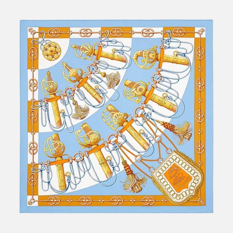 Hermes Cliquetis scarf 90, Sky Blue