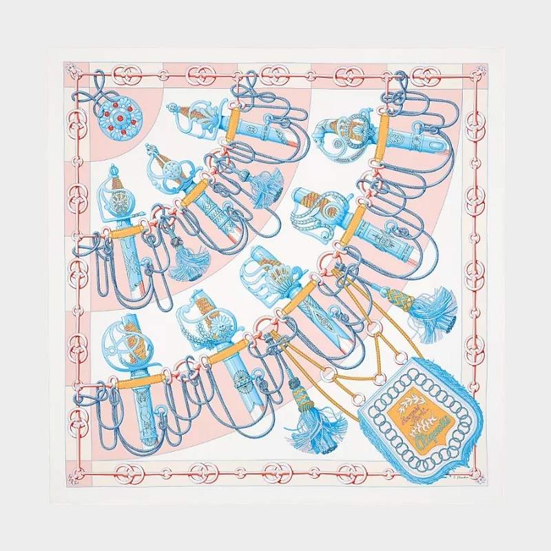 Hermes Cliquetis scarf 90, White