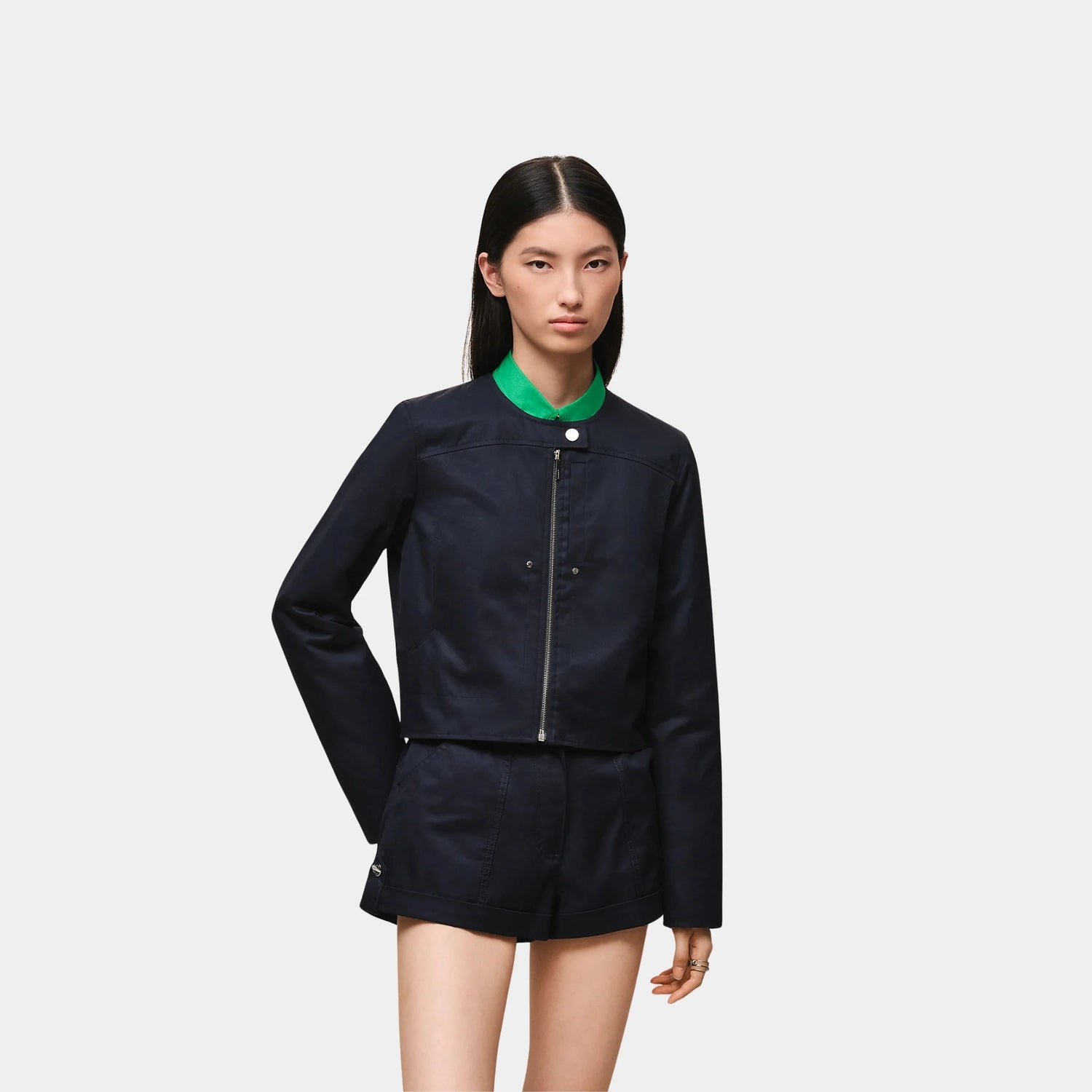 Hermes Cotton Twill Jacket, Bleu Noir, Front