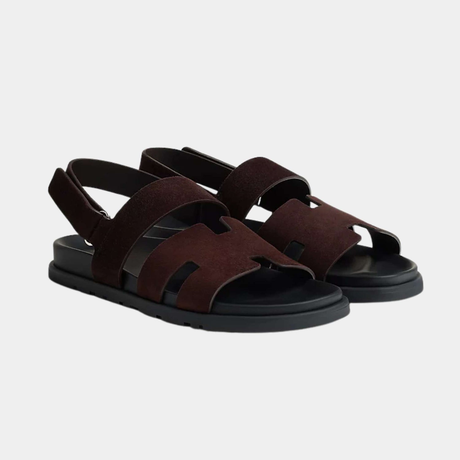 Hermes Cyprus Sandals Ebony Brown, Front