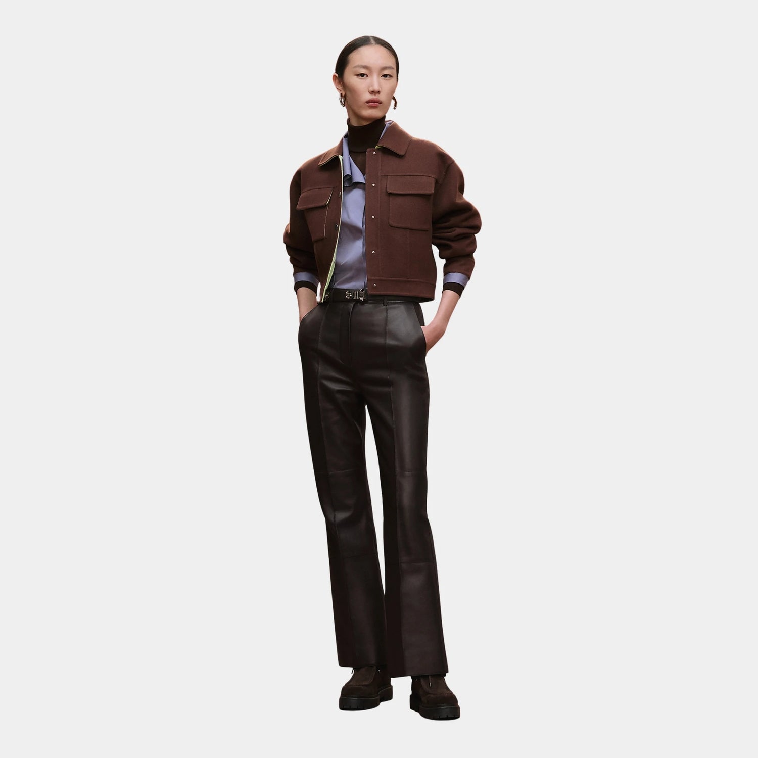 Hermes Denim Inspiration Jacket, Marron Erable, Front