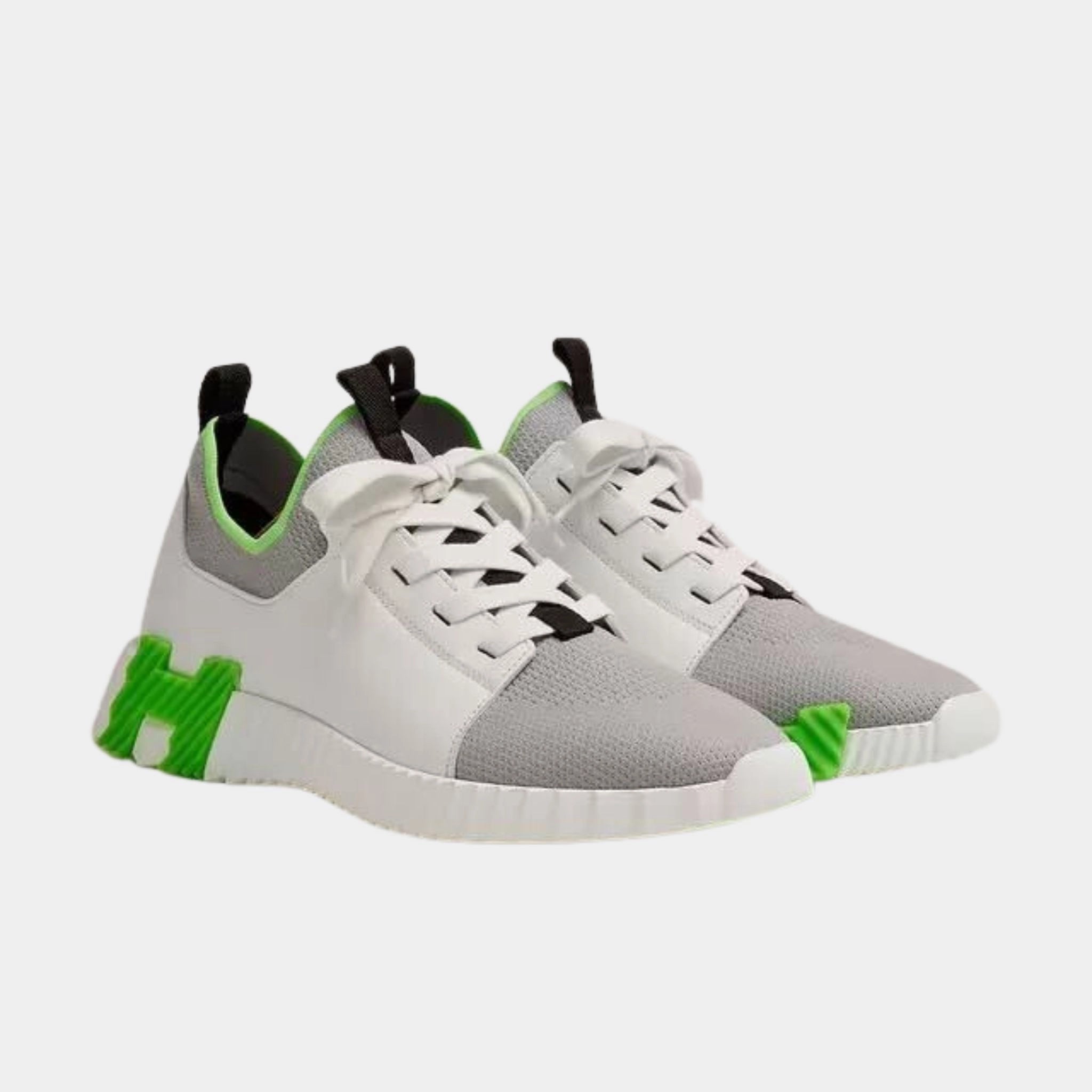 Hermes Depart slip-on sneaker, White, Green, Front