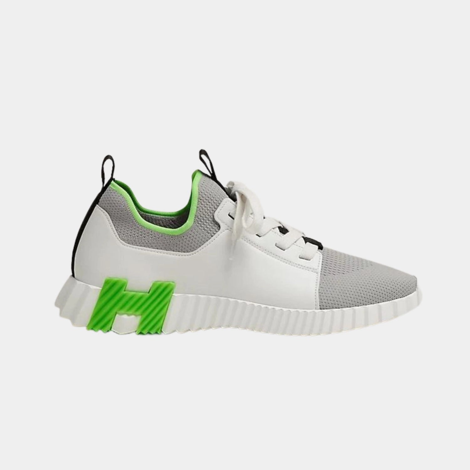 Hermes Depart slip-on sneaker, White, Green, Side 
