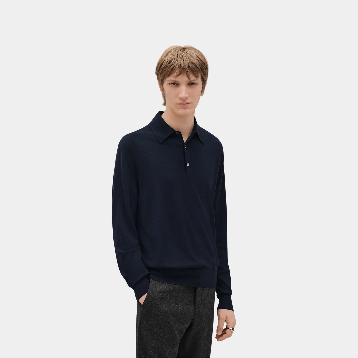 Hermes Detail H Polo Shirt, Marine, Front