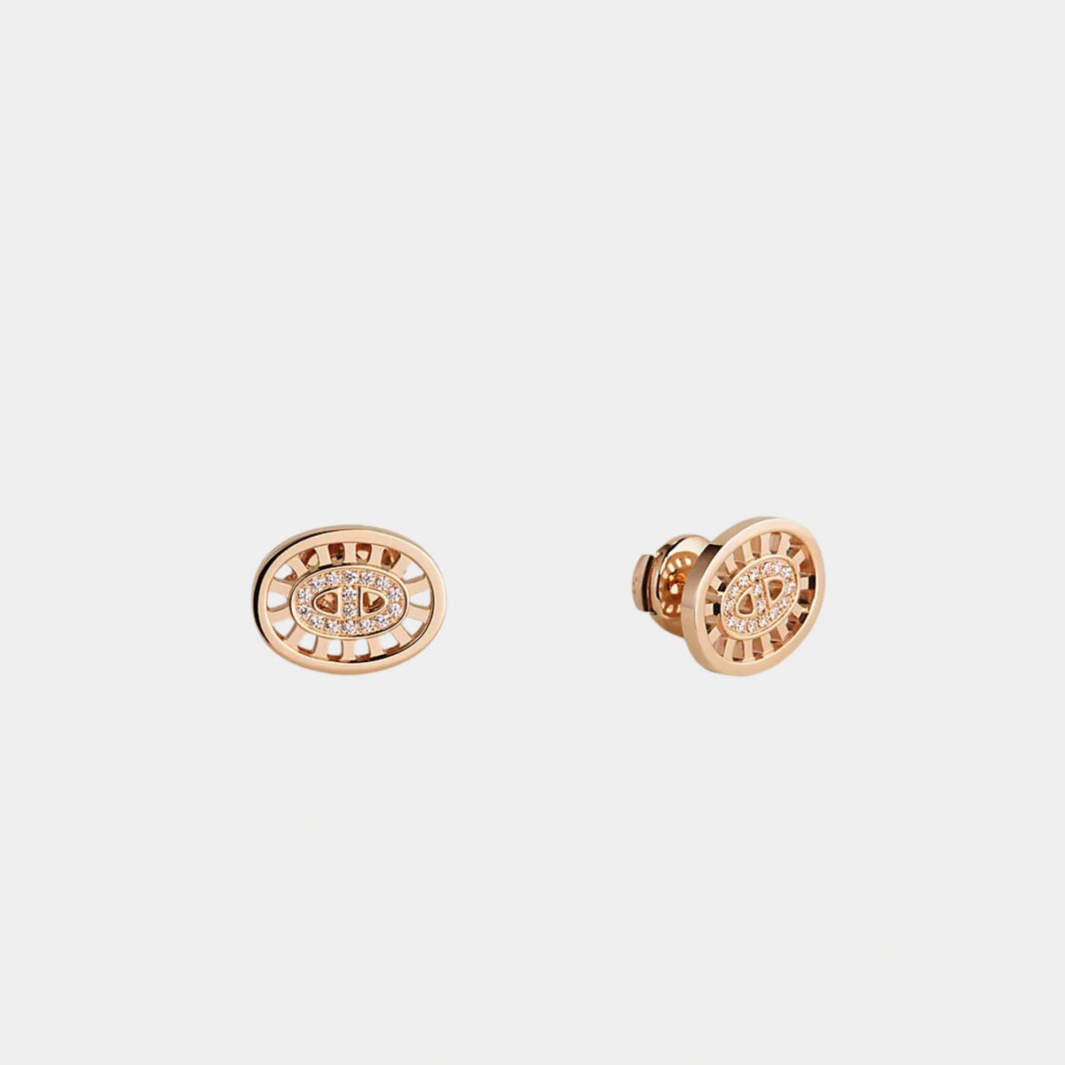 Divine Anchor Chain Earrings Small Model Rose Gold - Diamonds
