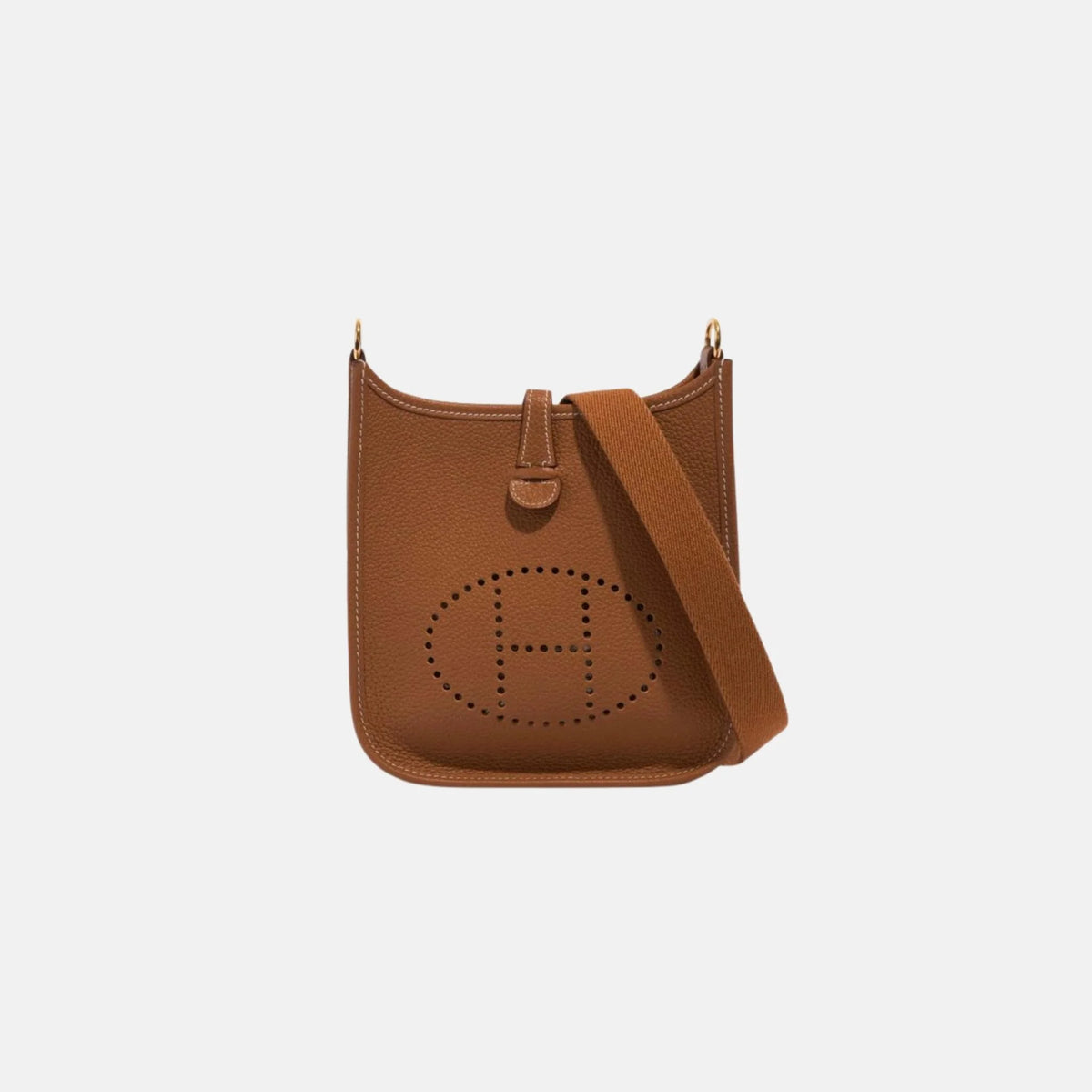 حقيبة Mini Evelyne TPM Amazone 112 من جلد Clemence باللون Etoupe مع حليات ذهبية