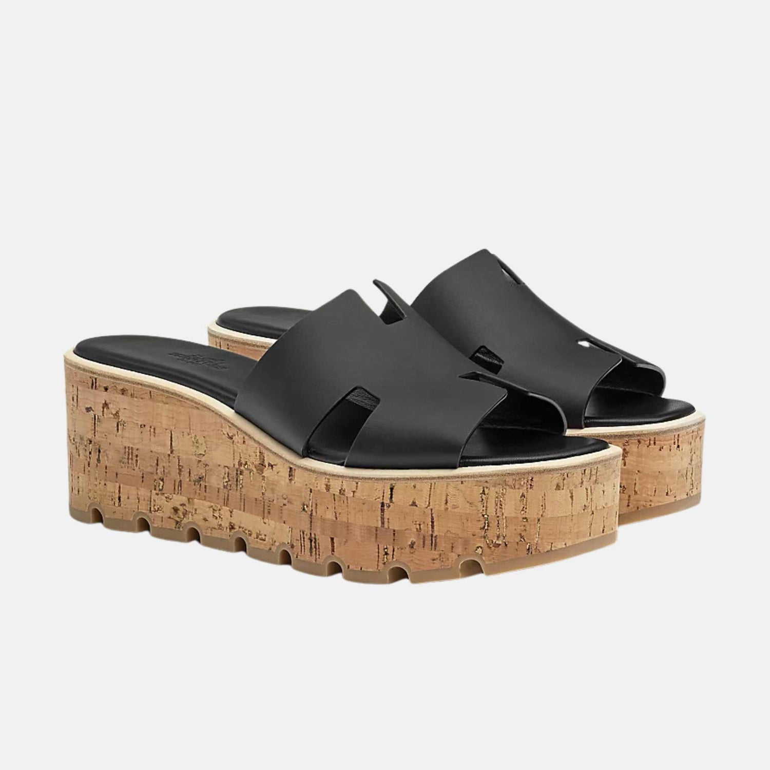 Hermes Eze 30 Sandal Calfskin, Black, Front