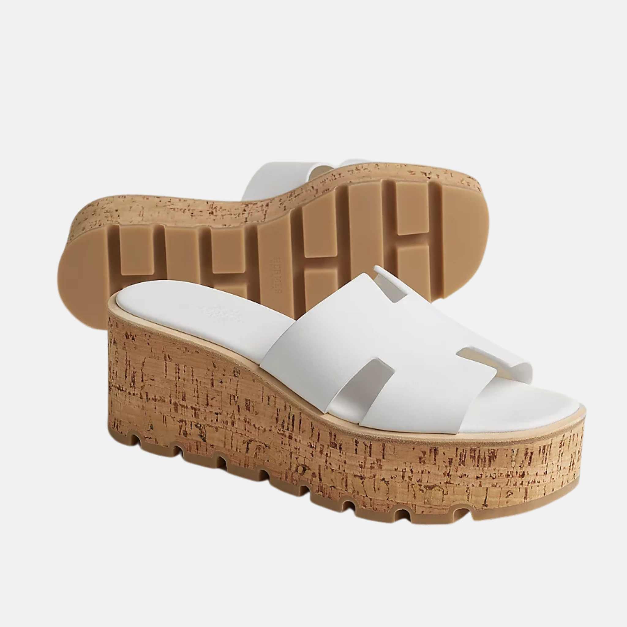 Hermes Eze 30 Sandal Calfskin, White, Front