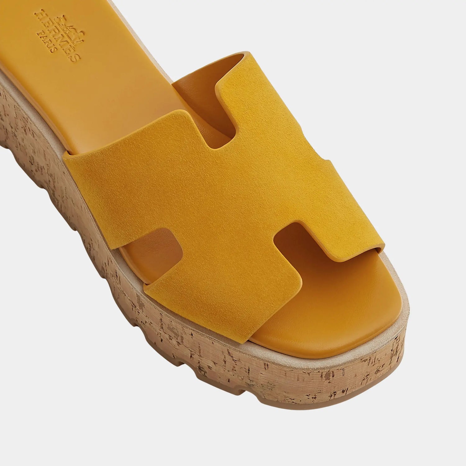 Hermes Eze 30 Sandals Suede Goatskin, Jaune Sesame, Top