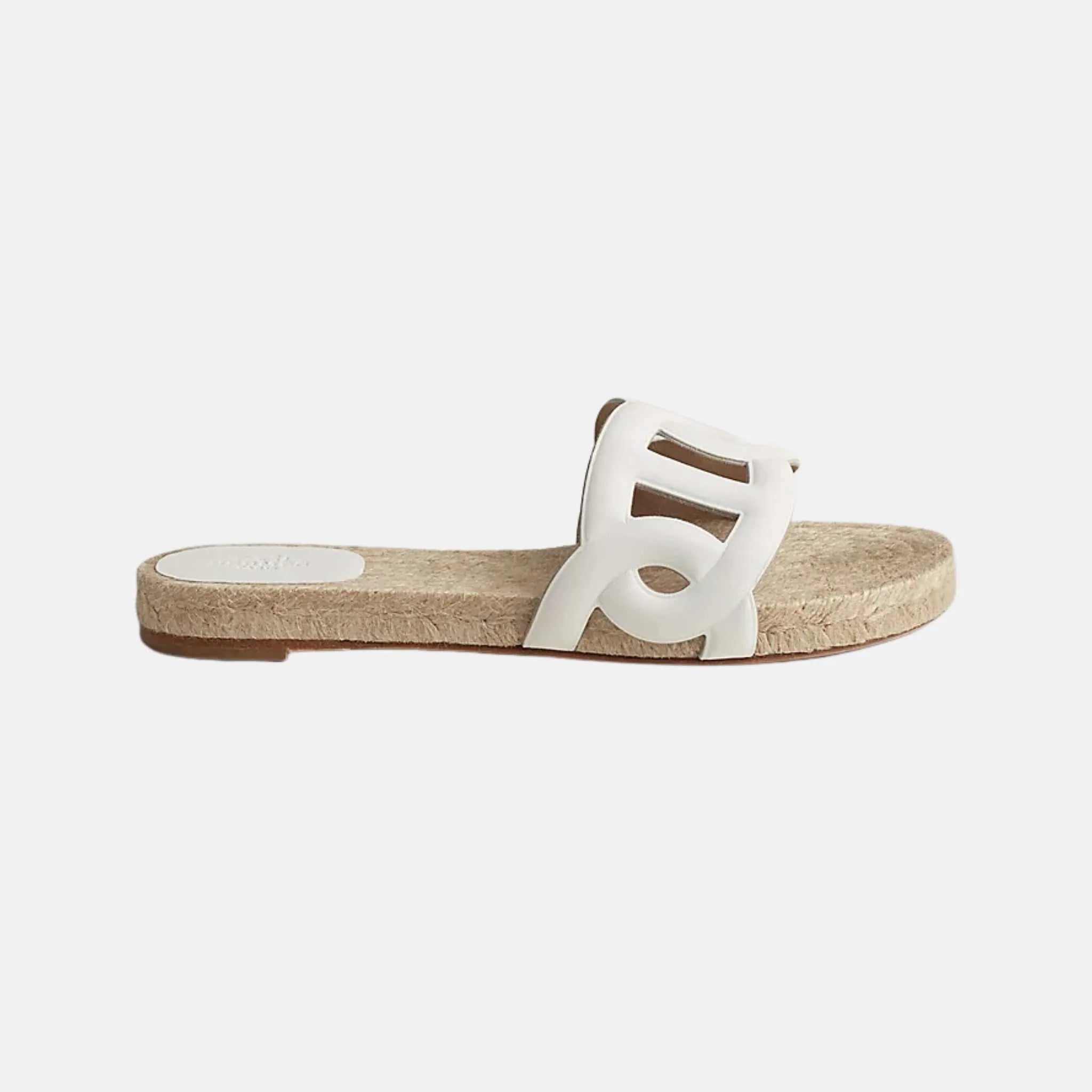 Hermes Famous Espadrilles Nappa Leather, White, Side
