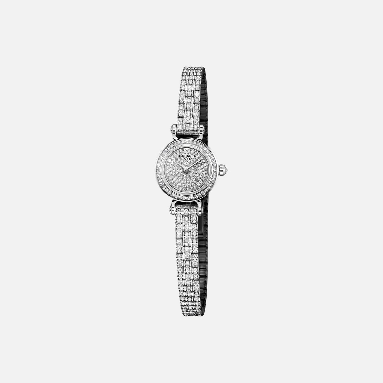 Hermes Faubourg Joaillerie Watch Mini 16mm White Gold Bracelet, Full