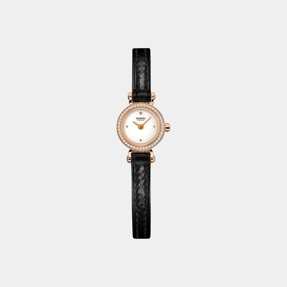 Hermes Faubourg Rose Gold 15 mm Watch With Barenia Calfskin Strap