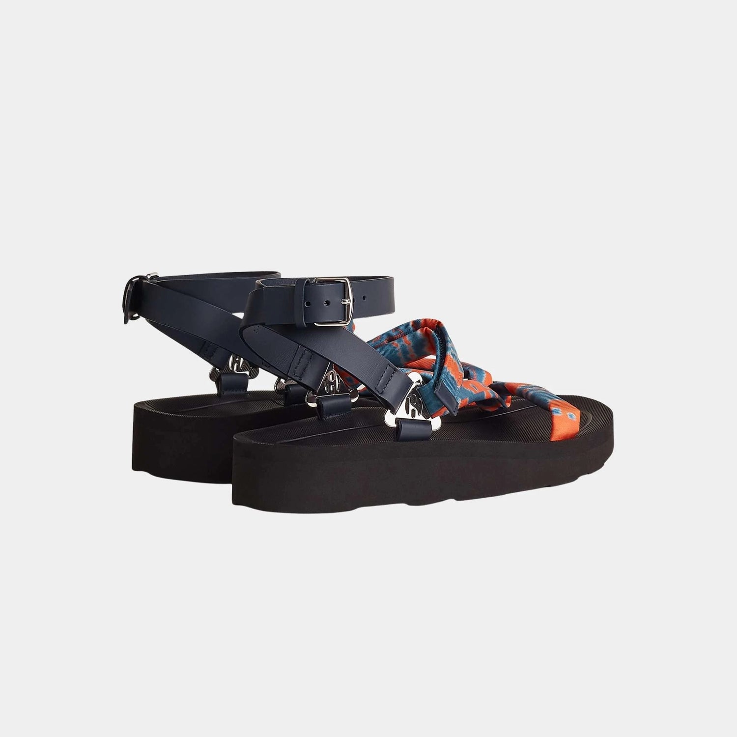 Hermes Galaxy Sandal Printed Silk And Calfskin, Back