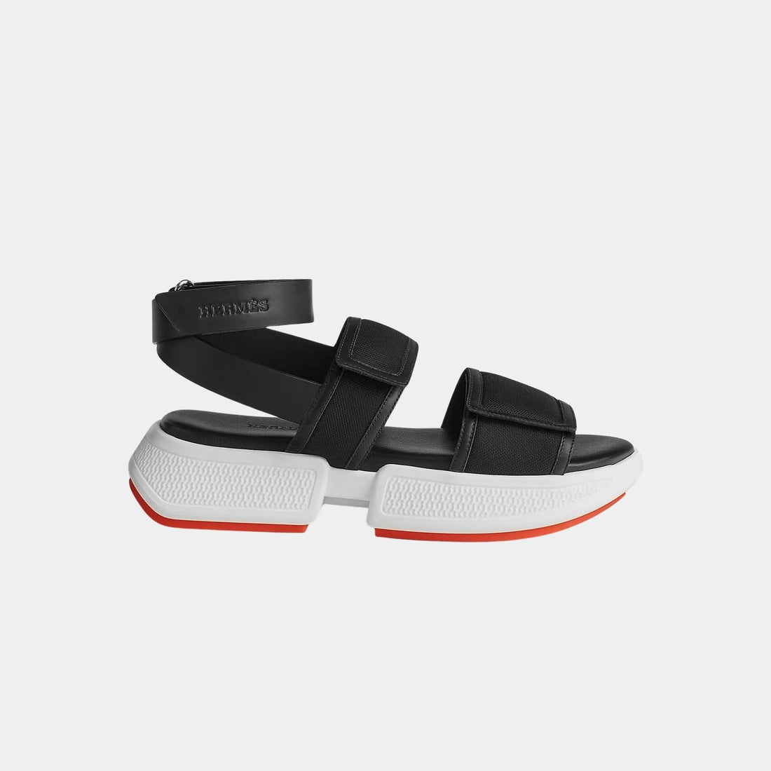 Hermes Geek Sandal Stitched Mesh And Calfskin, Noir, Side
