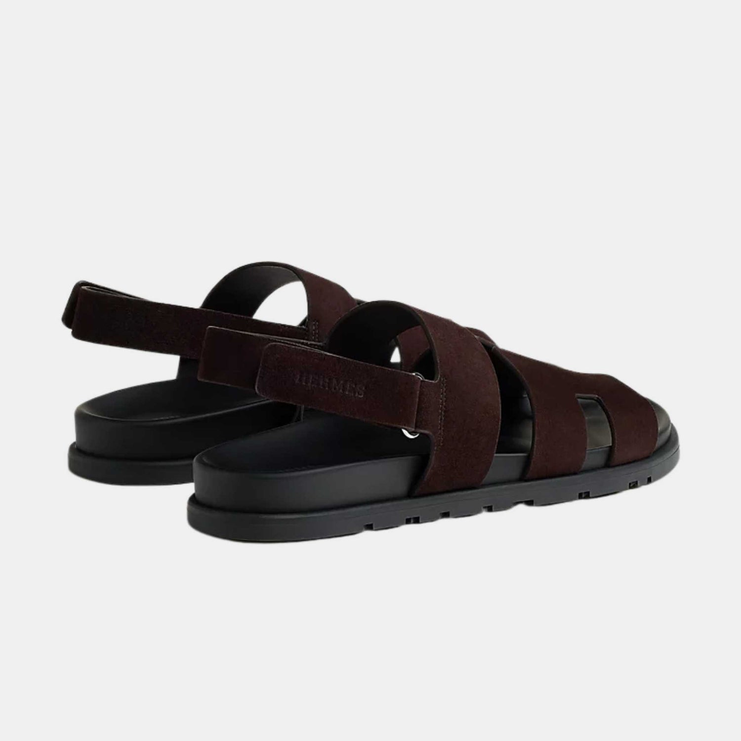 Hermes Genius Sandals Ebony Brown , Rear view