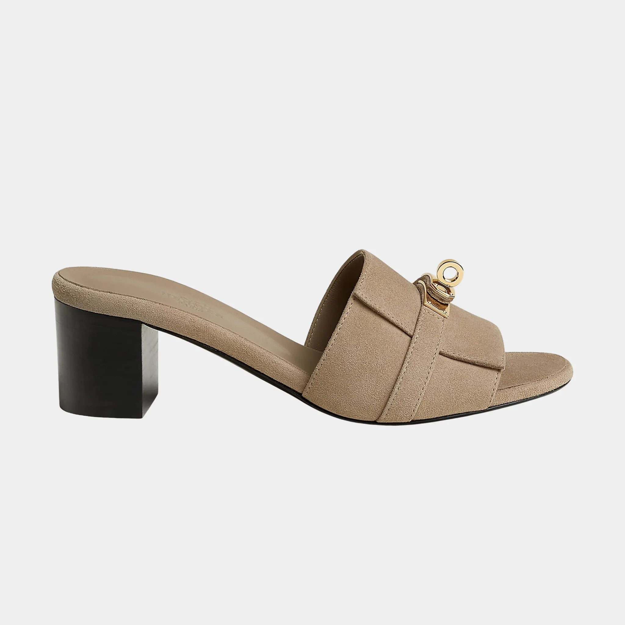 Hermes Gigi 50 Sandals Suede Goatskin, Beige Sable, Side