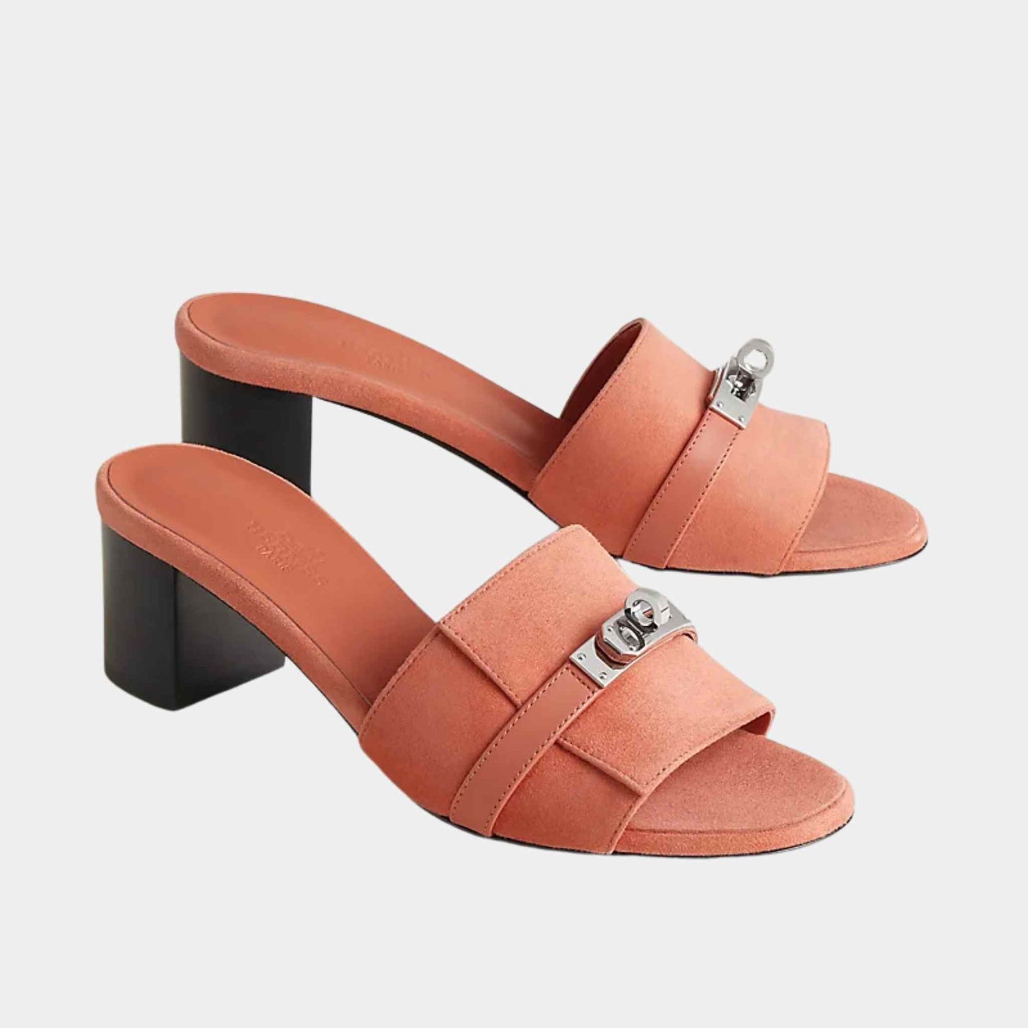 Hermes Gigi 50 Sandals Pink Bubinga , Side and front