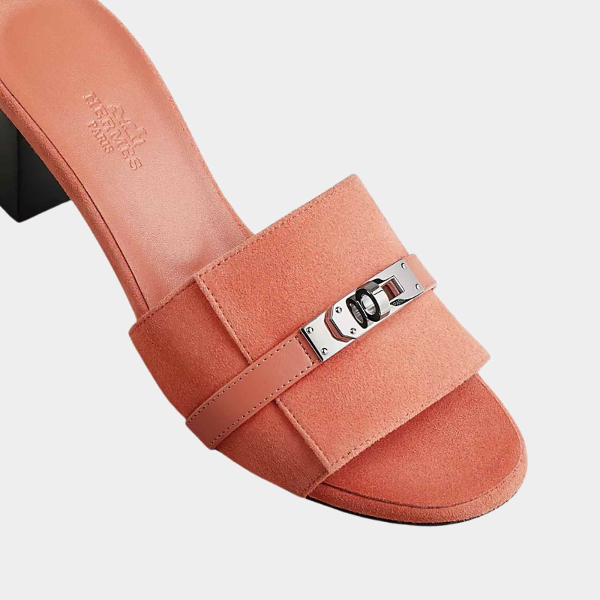 Hermes Gigi 50 Sandals Pink Bubinga , Top closeup